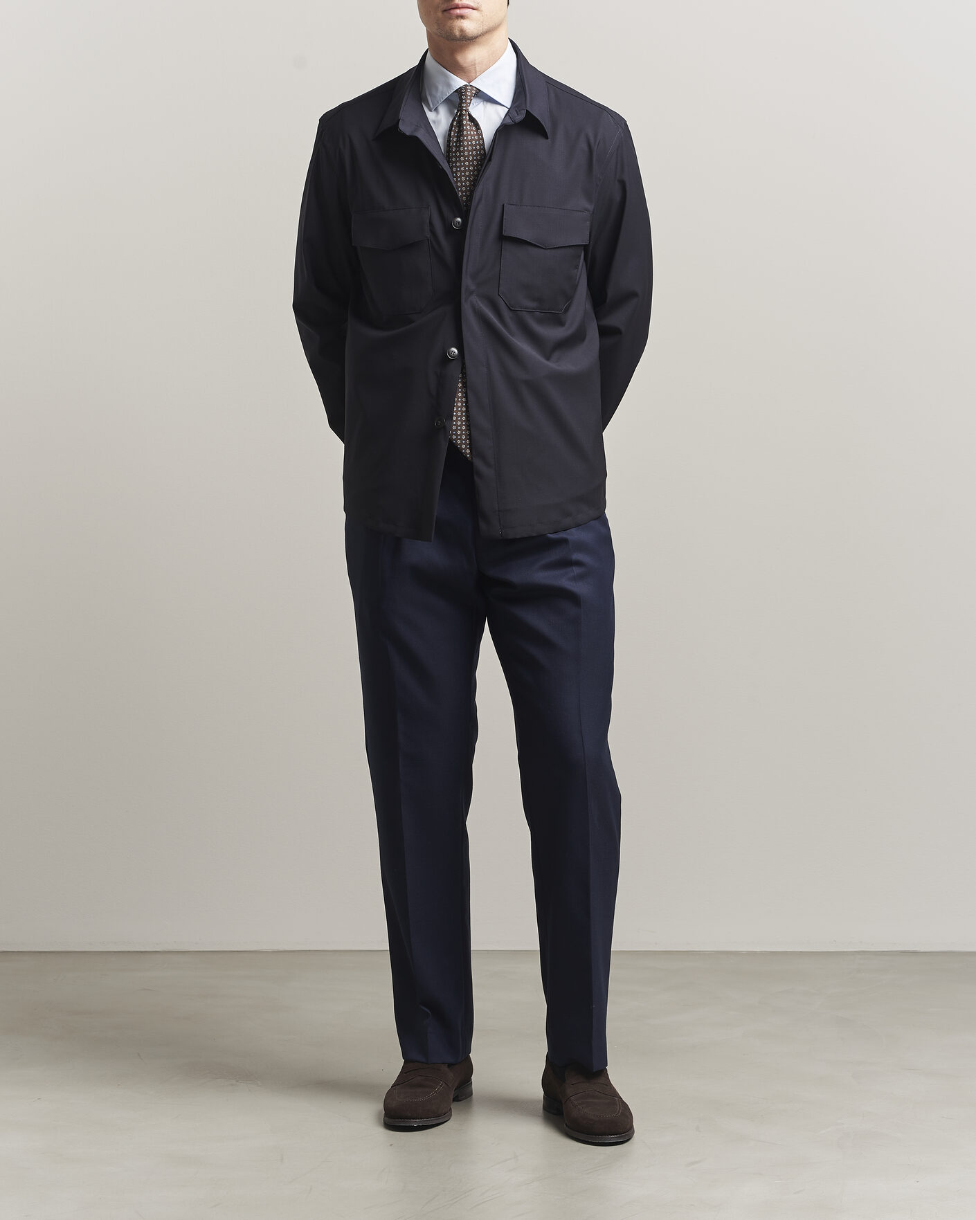 Herr | Skjortor | Canali | Travel Wool Overshirt Navy