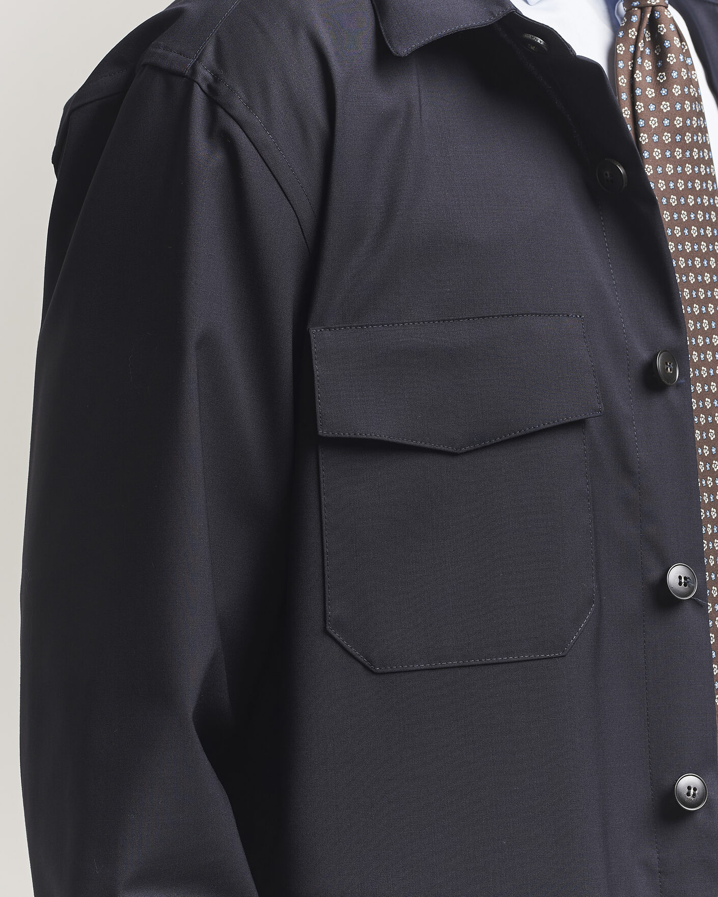 Herr | Skjortor | Canali | Travel Wool Overshirt Navy