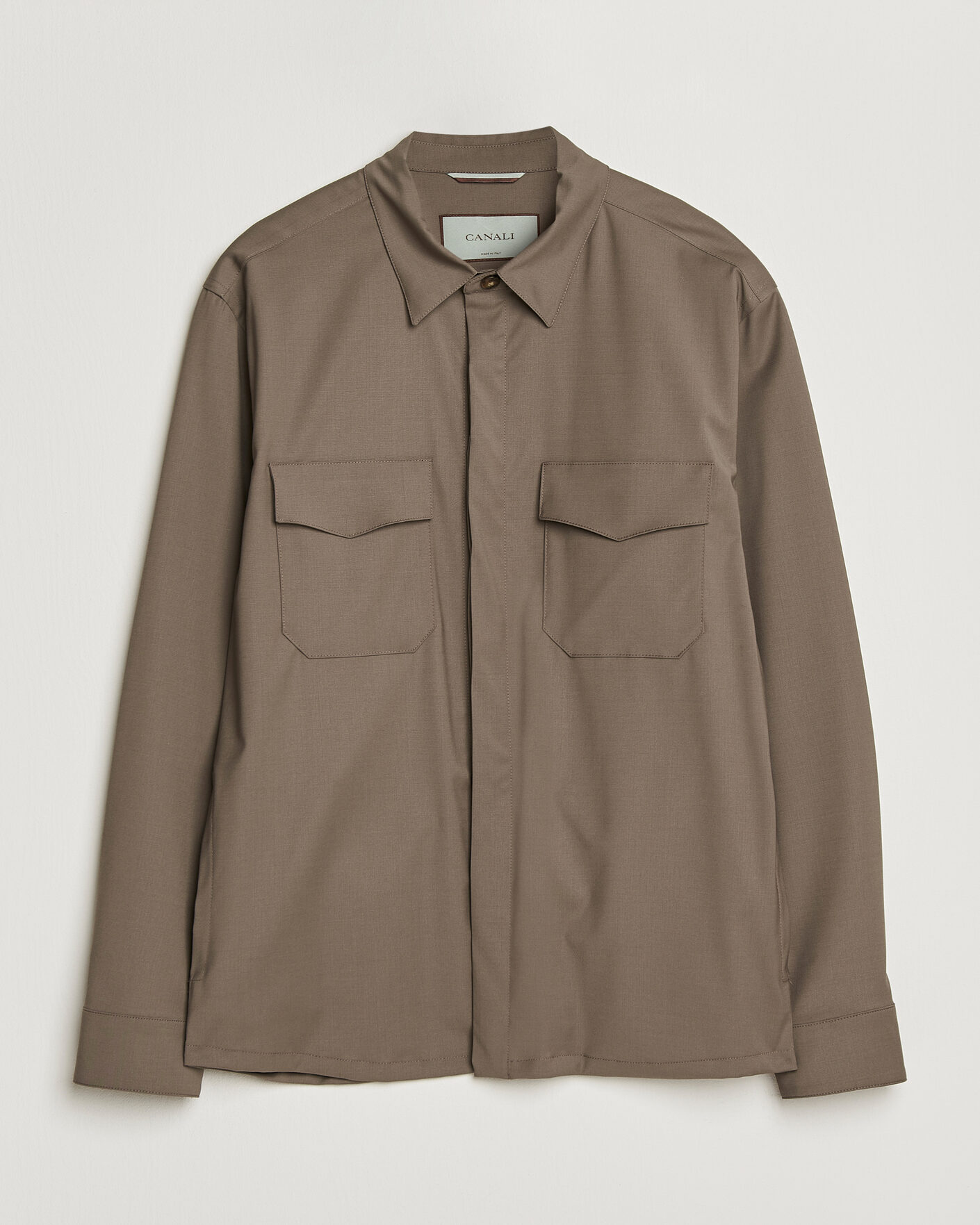Herr | Skjortor | Canali | Travel Wool Overshirt Brown