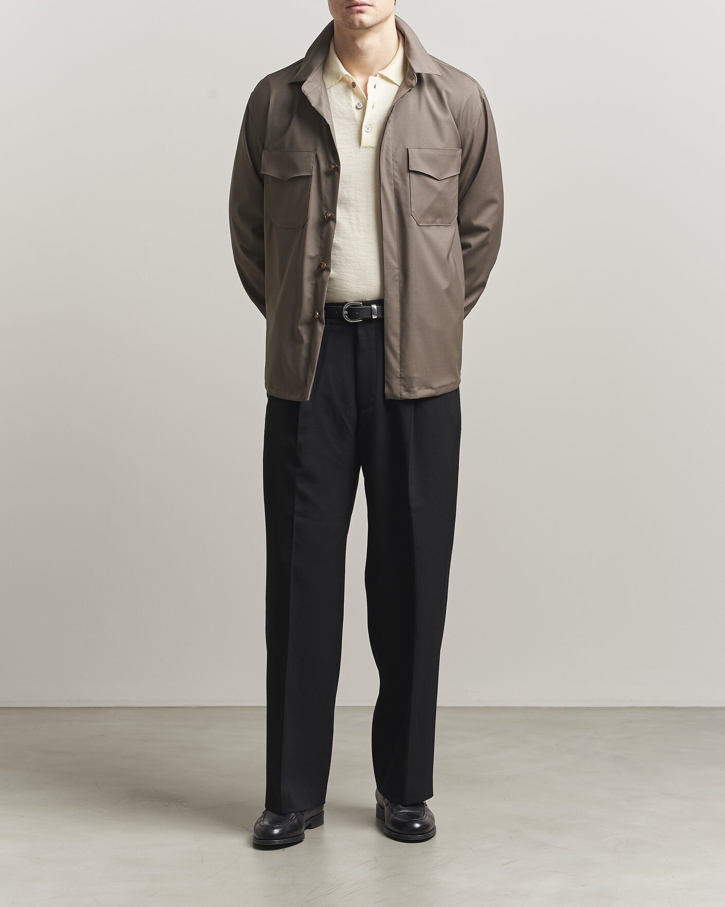 Herr | Skjortor | Canali | Travel Wool Overshirt Brown