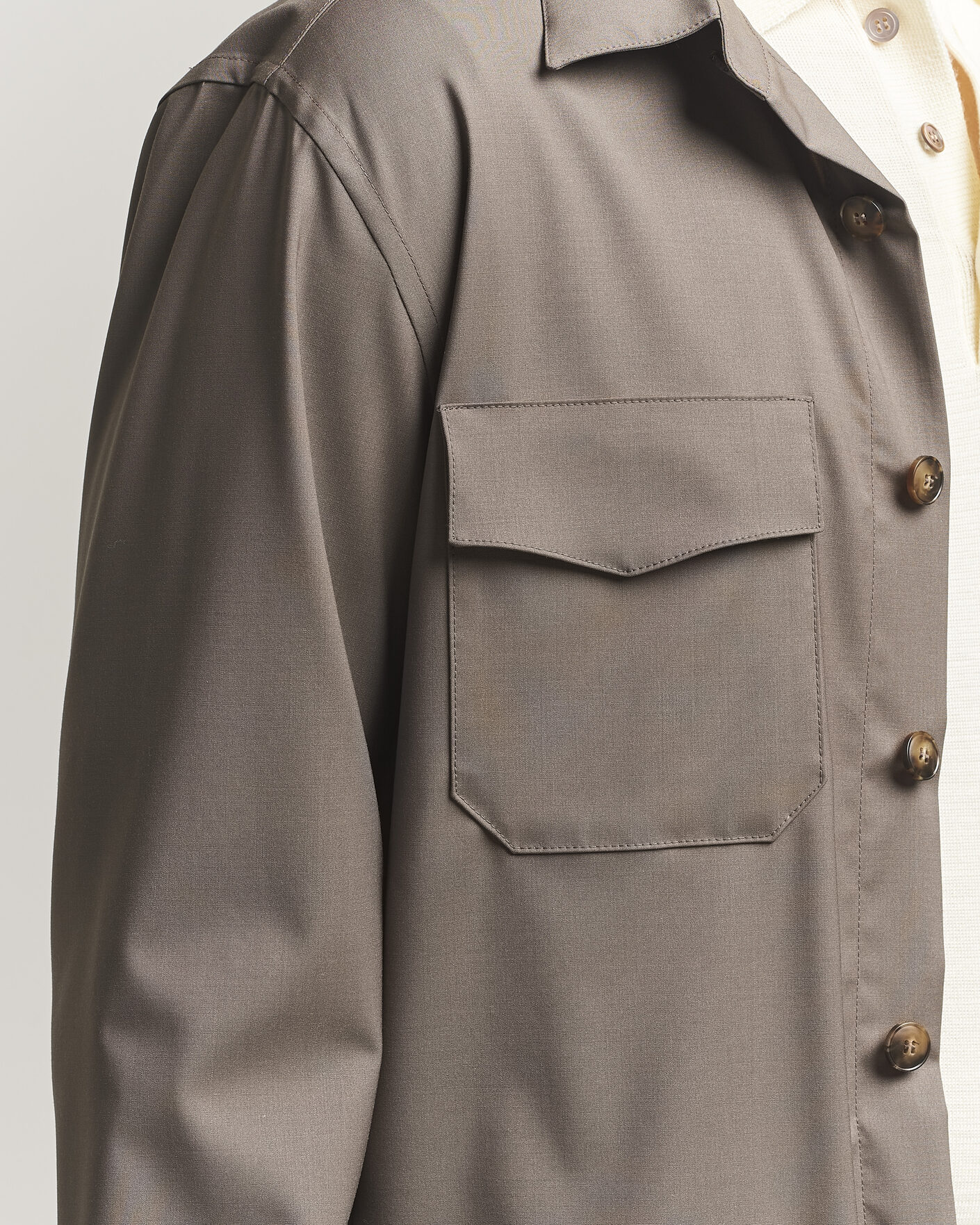 Herr | Skjortor | Canali | Travel Wool Overshirt Brown