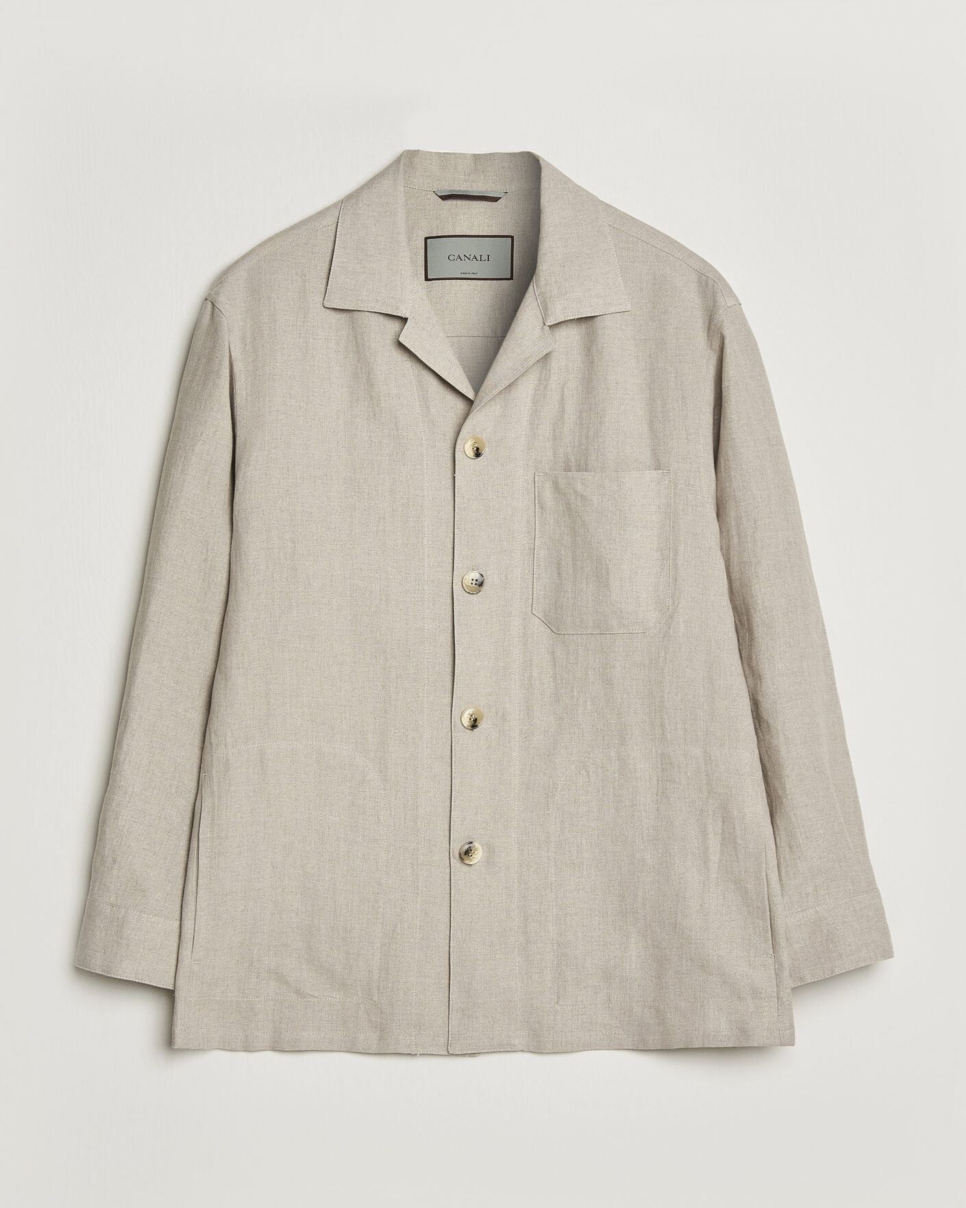 Herr | Skjortor | Canali | Linen Shirt Jacket Beige