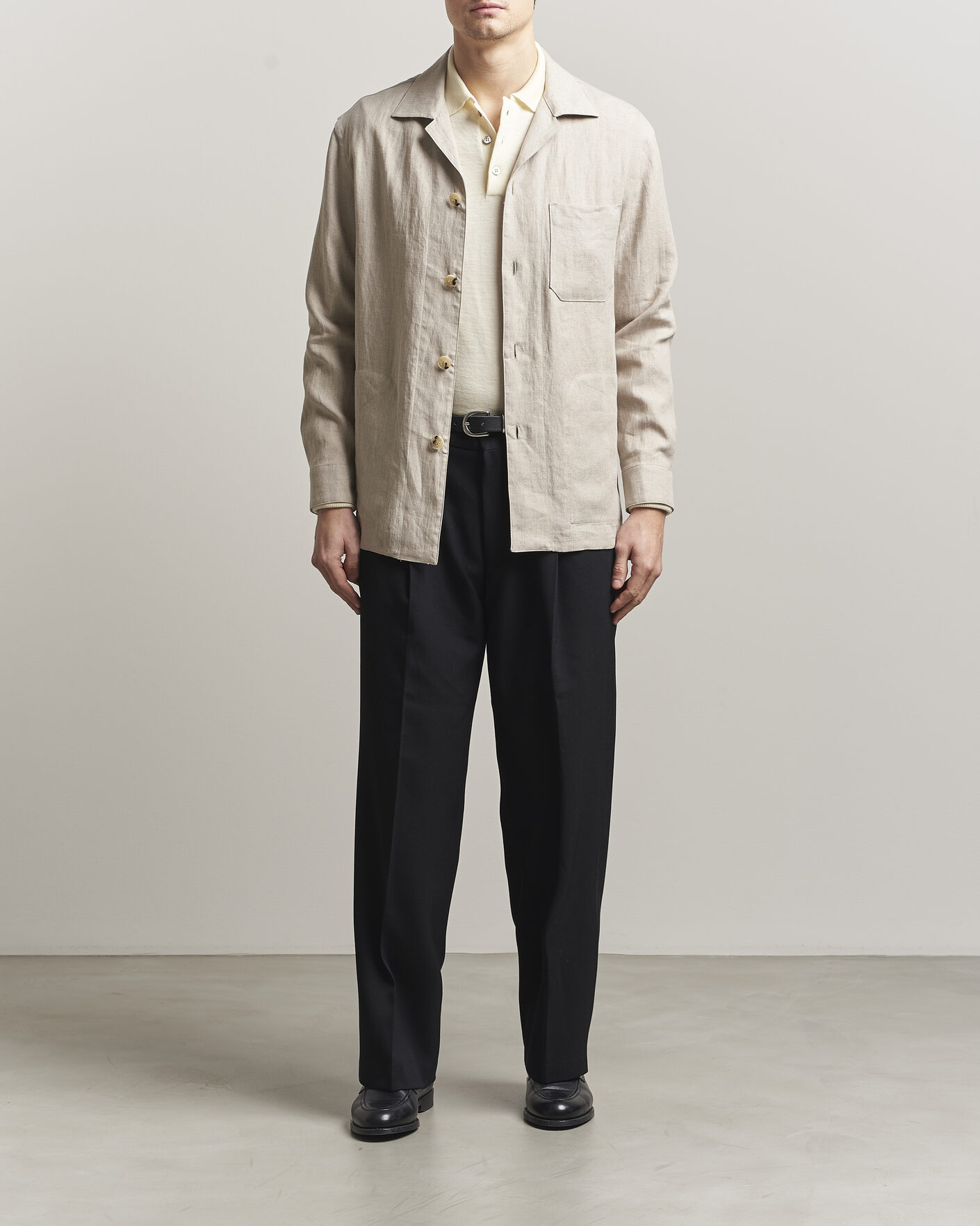 Herr | Skjortor | Canali | Linen Shirt Jacket Beige