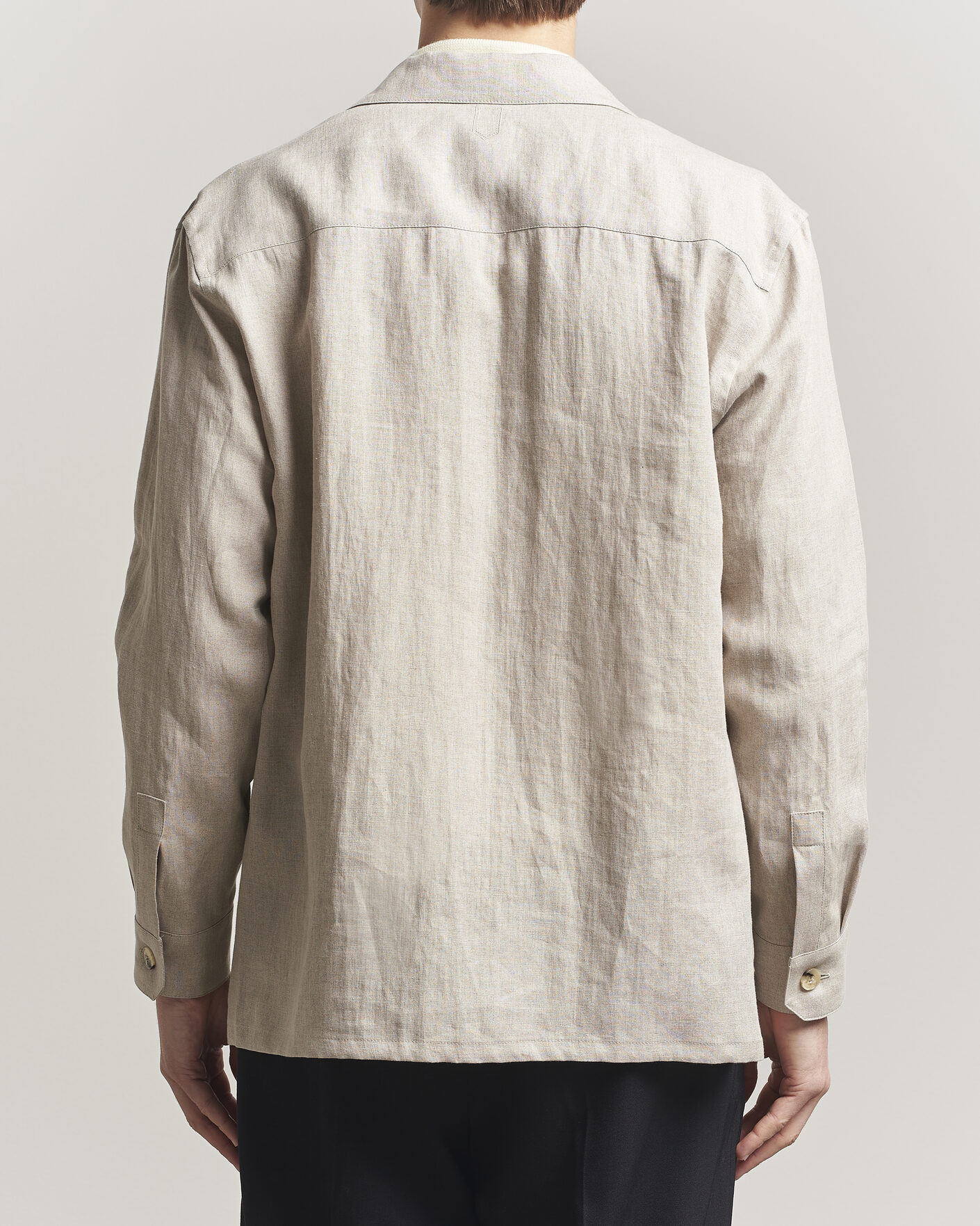 Herr | Skjortor | Canali | Linen Shirt Jacket Beige