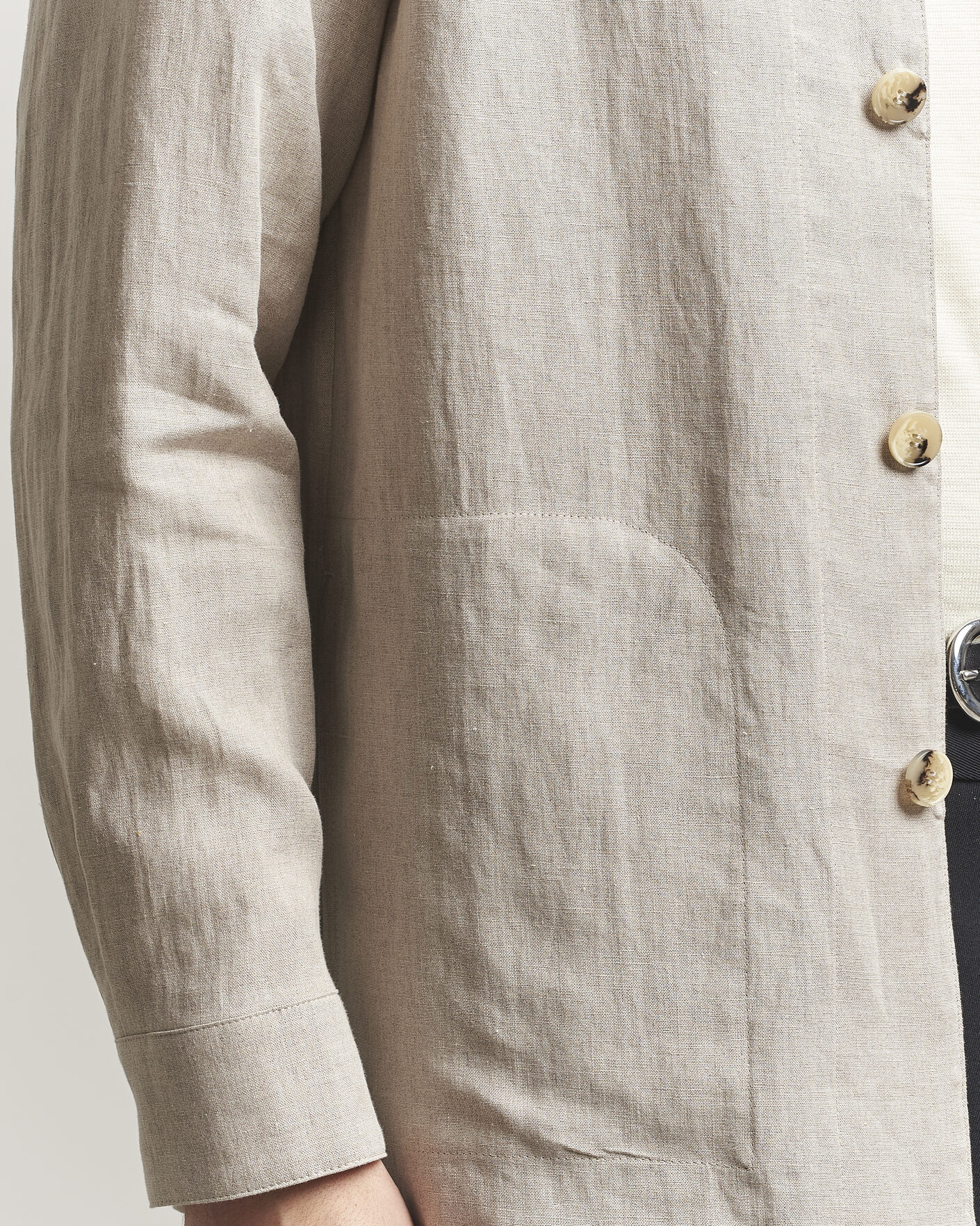 Herr | Skjortor | Canali | Linen Shirt Jacket Beige