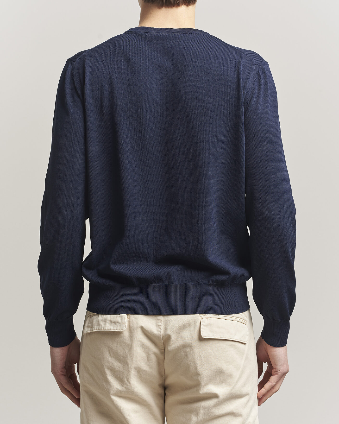 Herr | Tröjor | Canali | Cotton Crew Neck Pullover Navy