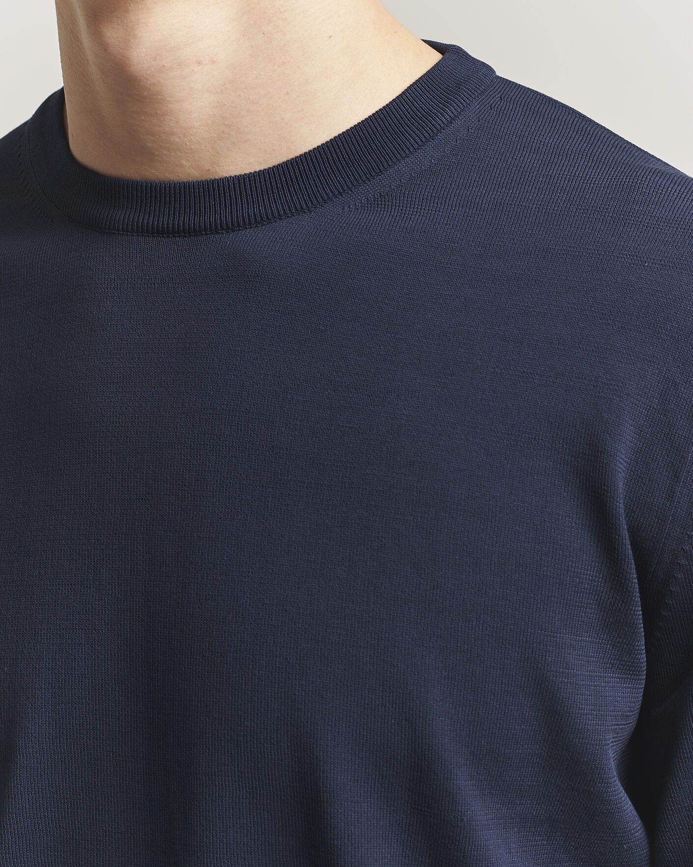 Herr | Tröjor | Canali | Cotton Crew Neck Pullover Navy