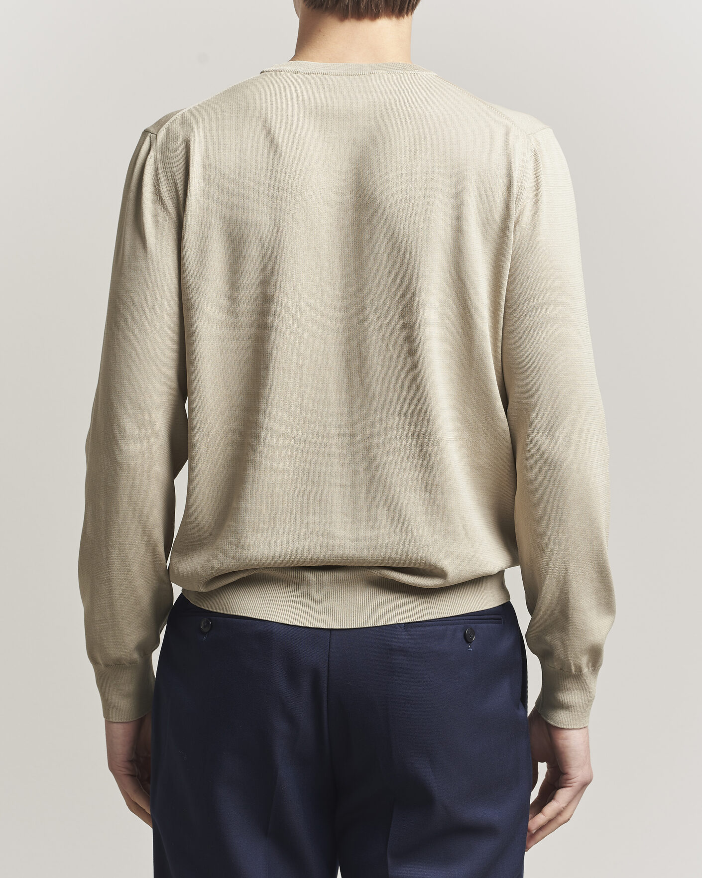 Herr | Tröjor | Canali | Cotton Crew Neck Pullover Beige