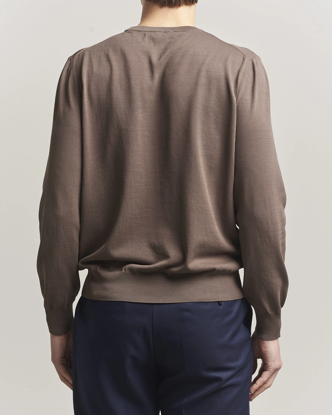 Herr | Tröjor | Canali | Cotton Crew Neck Pullover Brown