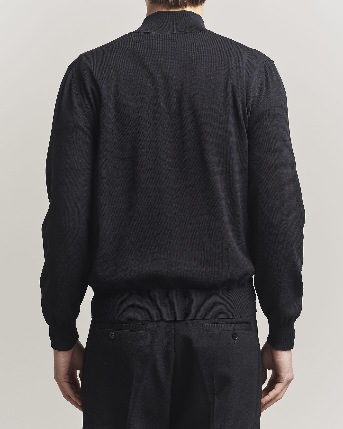 Herr | Tröjor | Canali | Cotton Half Zip Black