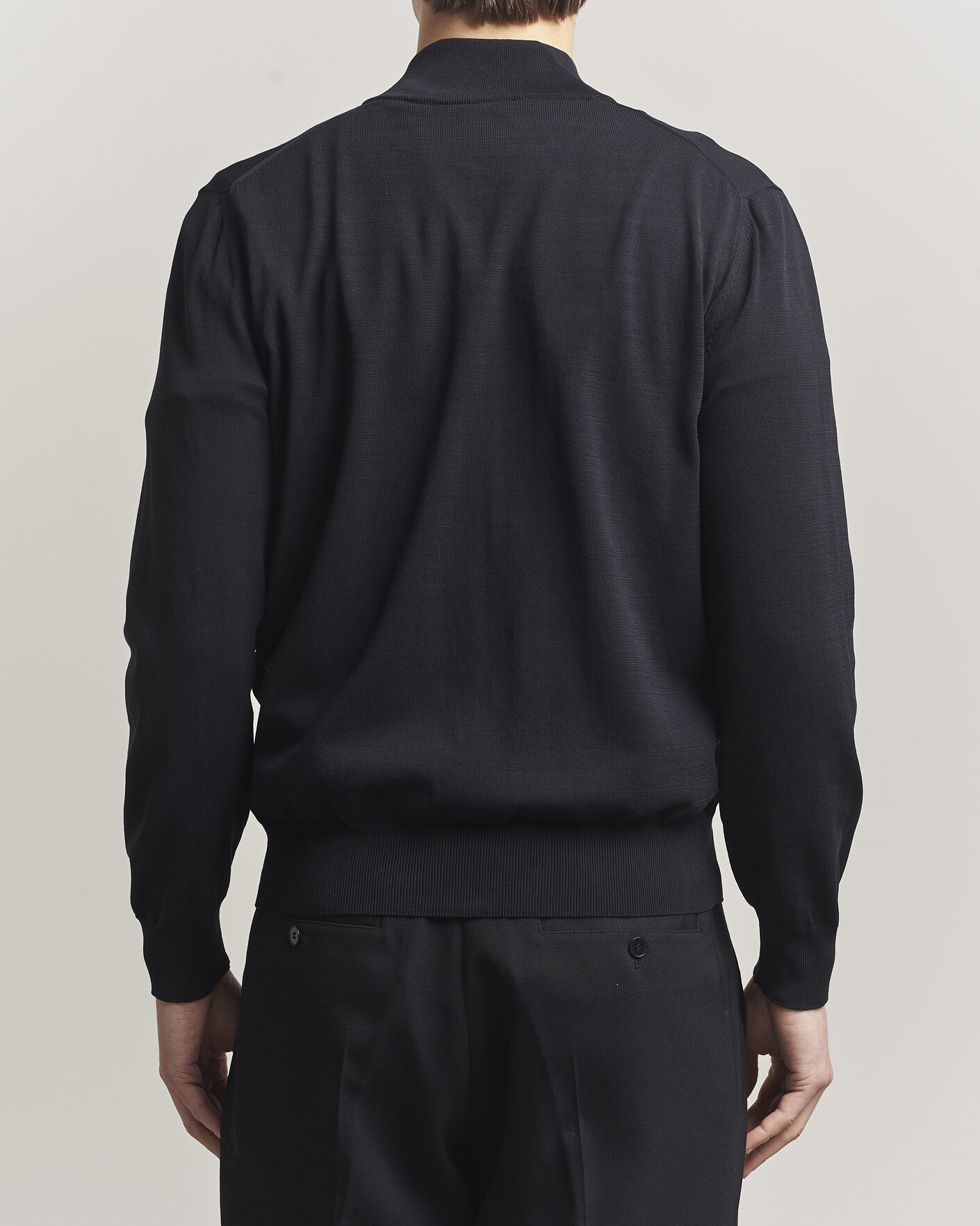 Herr | Tröjor | Canali | Cotton Full Zip Black