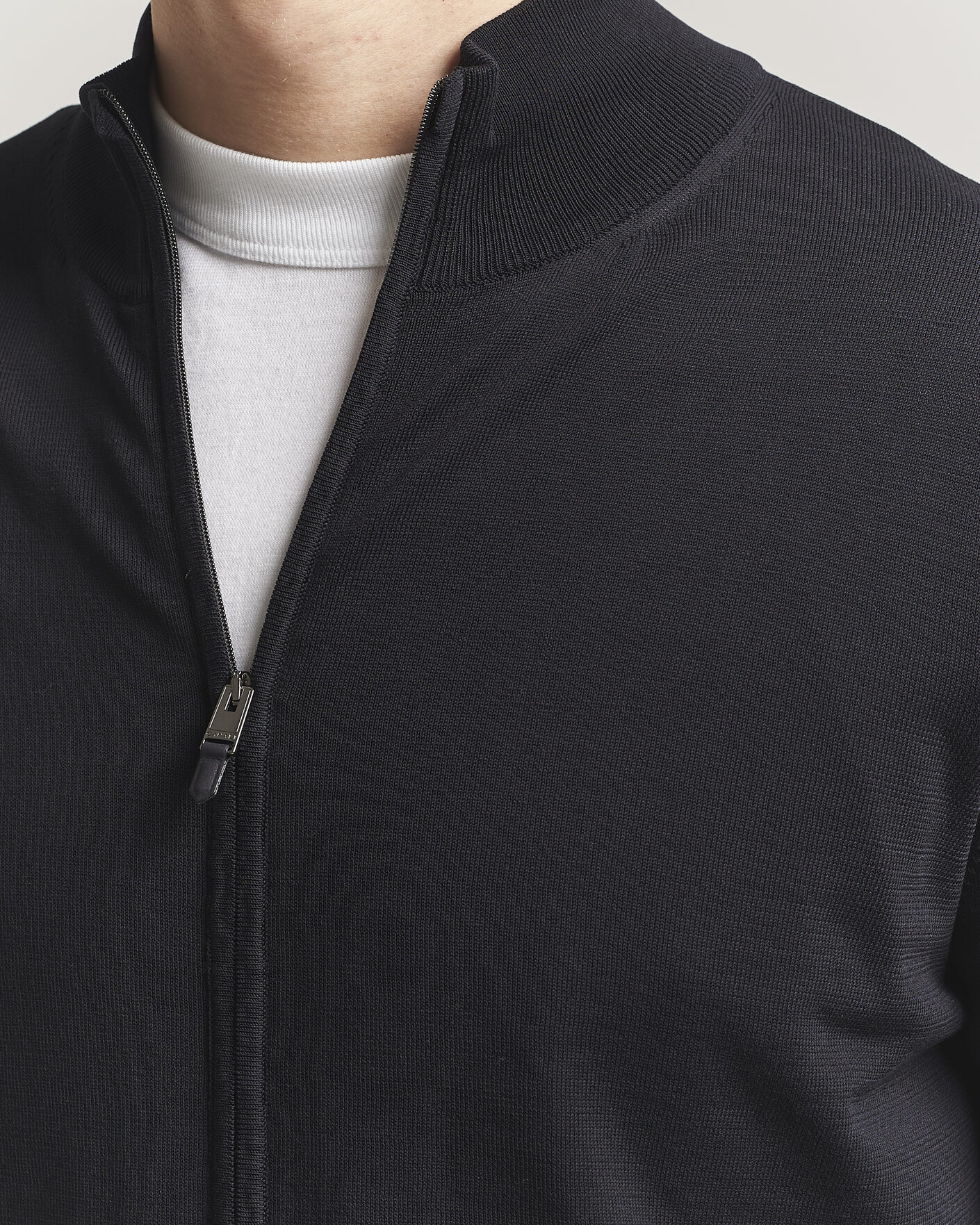 Herr | Tröjor | Canali | Cotton Full Zip Black