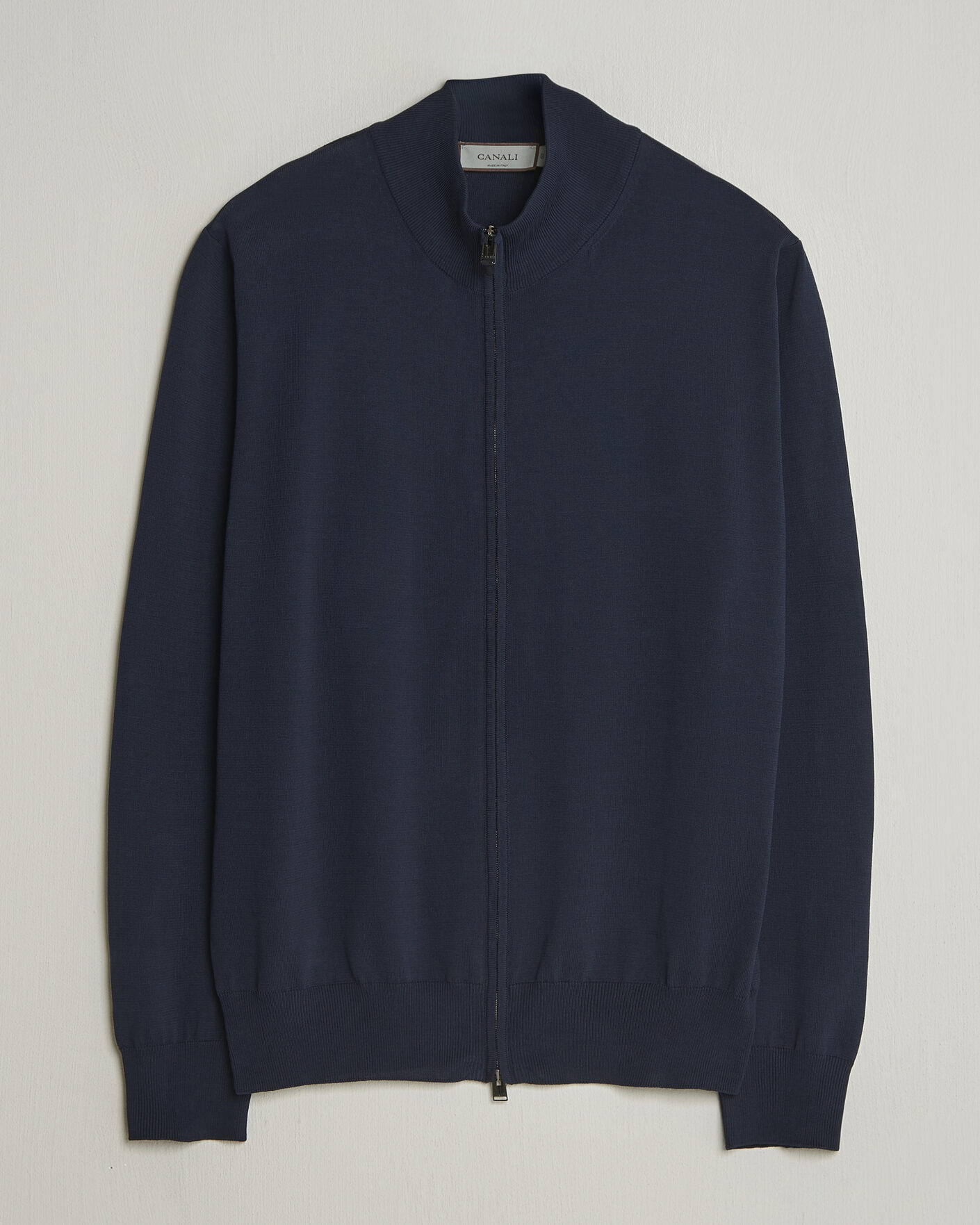 Herr | Tröjor | Canali | Cotton Full Zip Navy