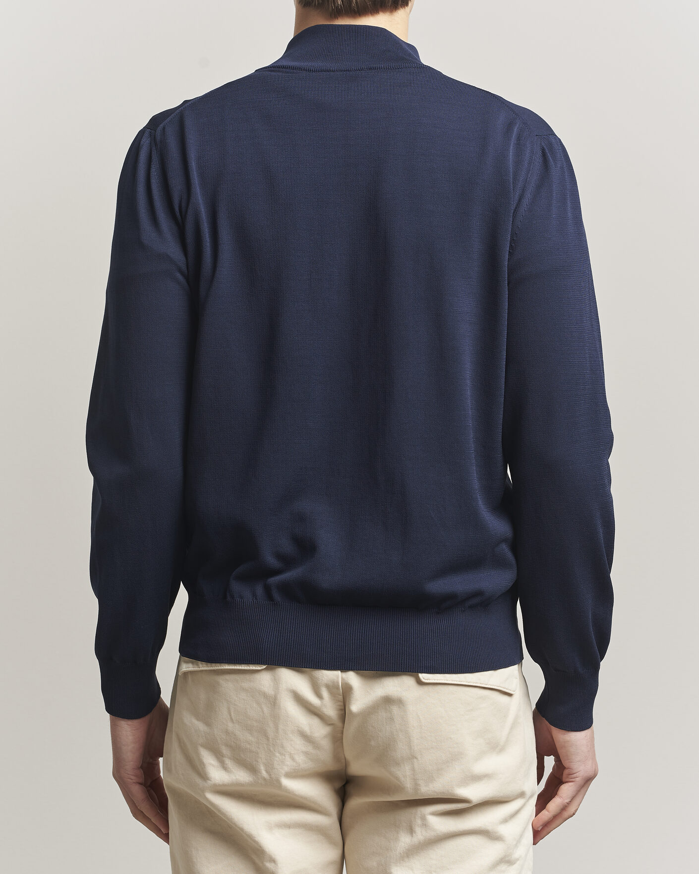 Herr | Tröjor | Canali | Cotton Full Zip Navy