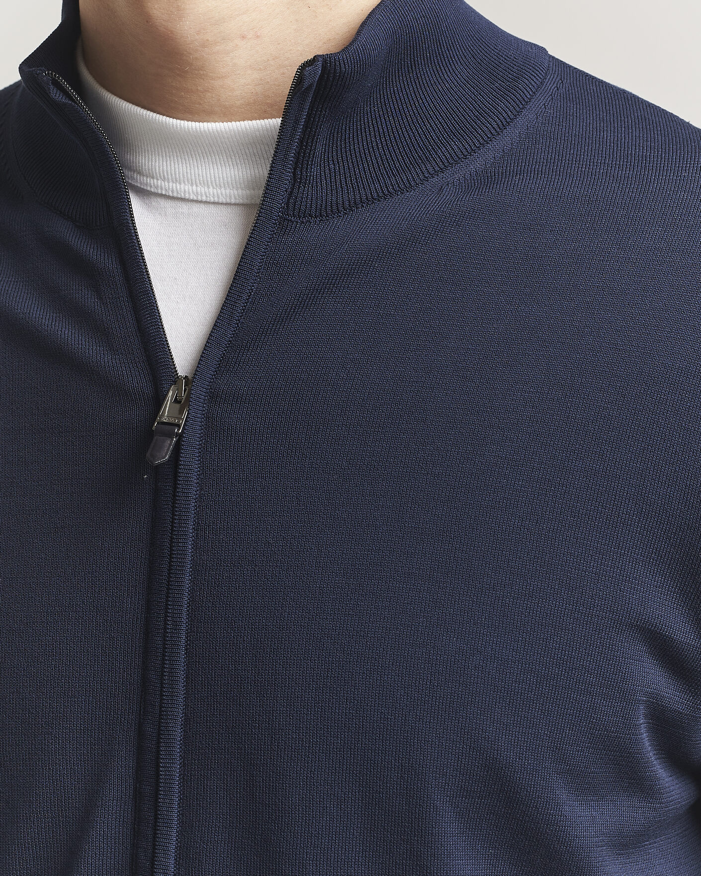 Herr | Tröjor | Canali | Cotton Full Zip Navy