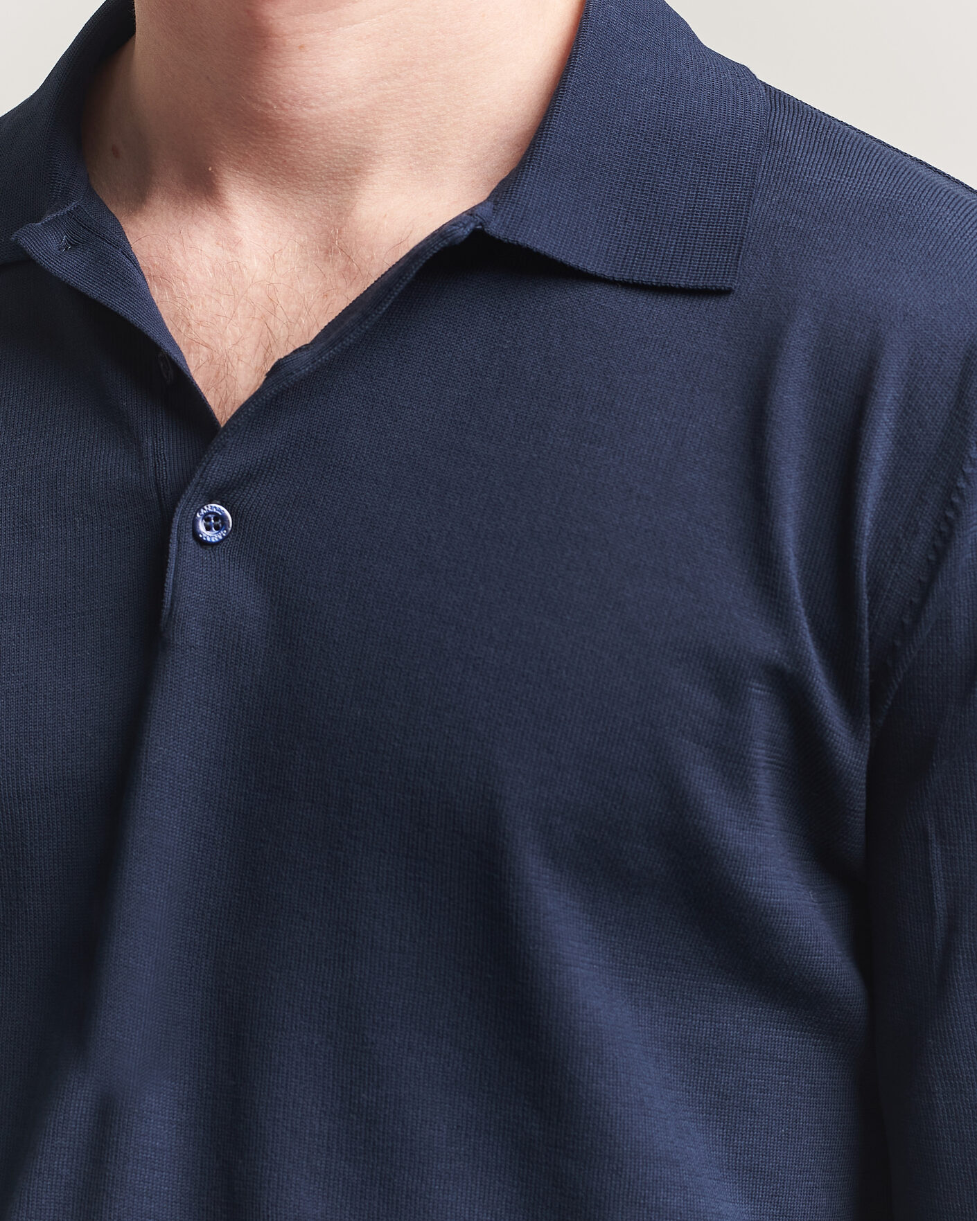 Herr | Tröjor | Canali | Cotton Long Sleeve Polo Navy