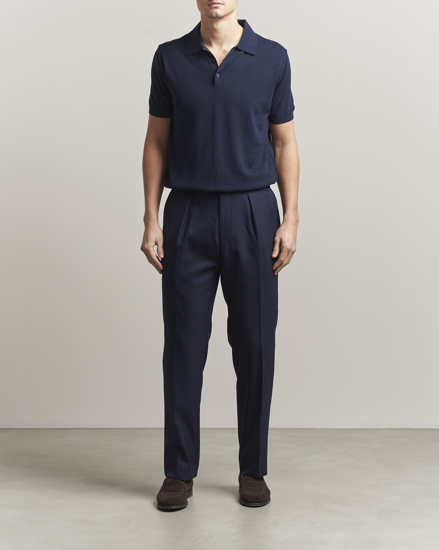 Herr | Pikéer | Canali | Cotton Short Sleeve Polo Navy