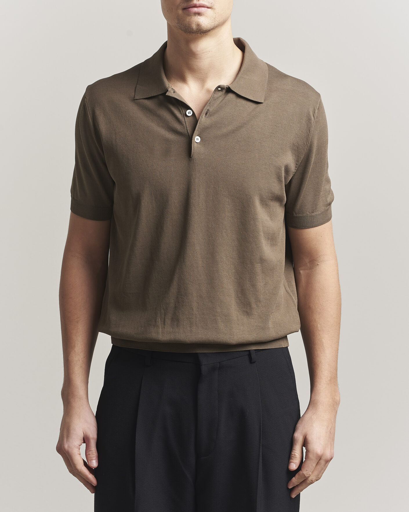 Herr | Pikéer | Canali | Cotton Short Sleeve Polo Brown