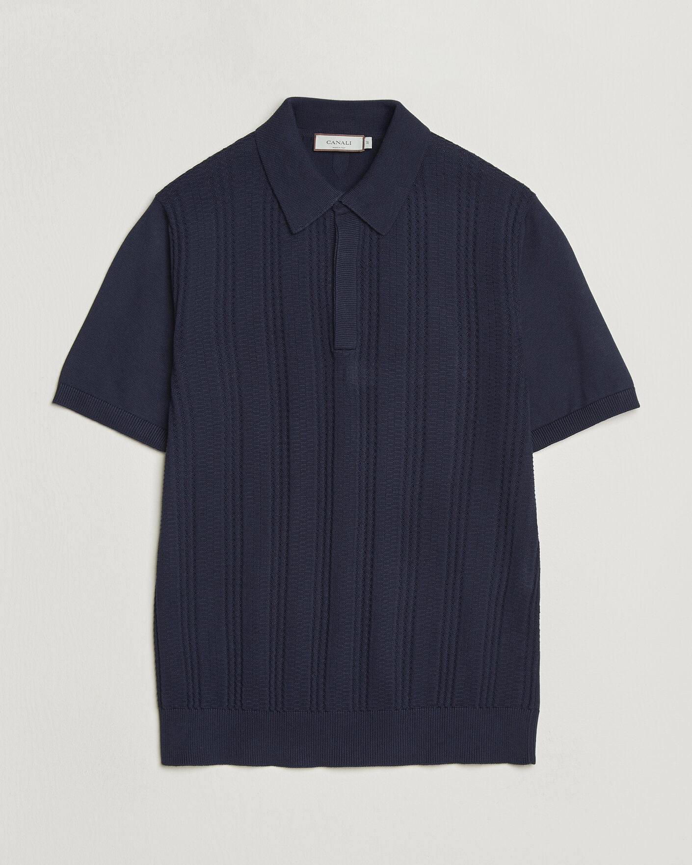 Herr | Pikéer | Canali | Jacquard Short Sleeve Polo Navy