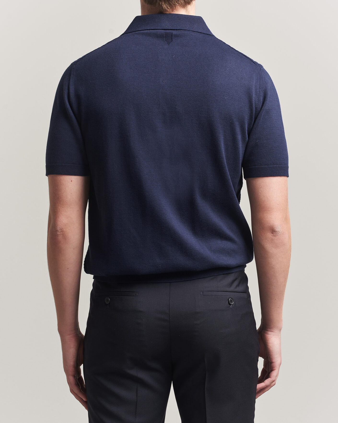 Herr | Pikéer | Canali | Jacquard Short Sleeve Polo Navy