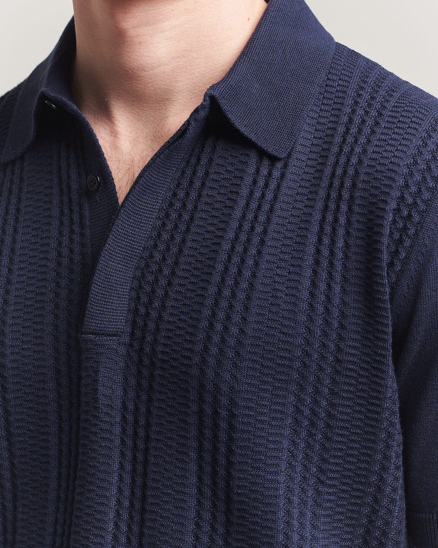 Herr | Pikéer | Canali | Jacquard Short Sleeve Polo Navy