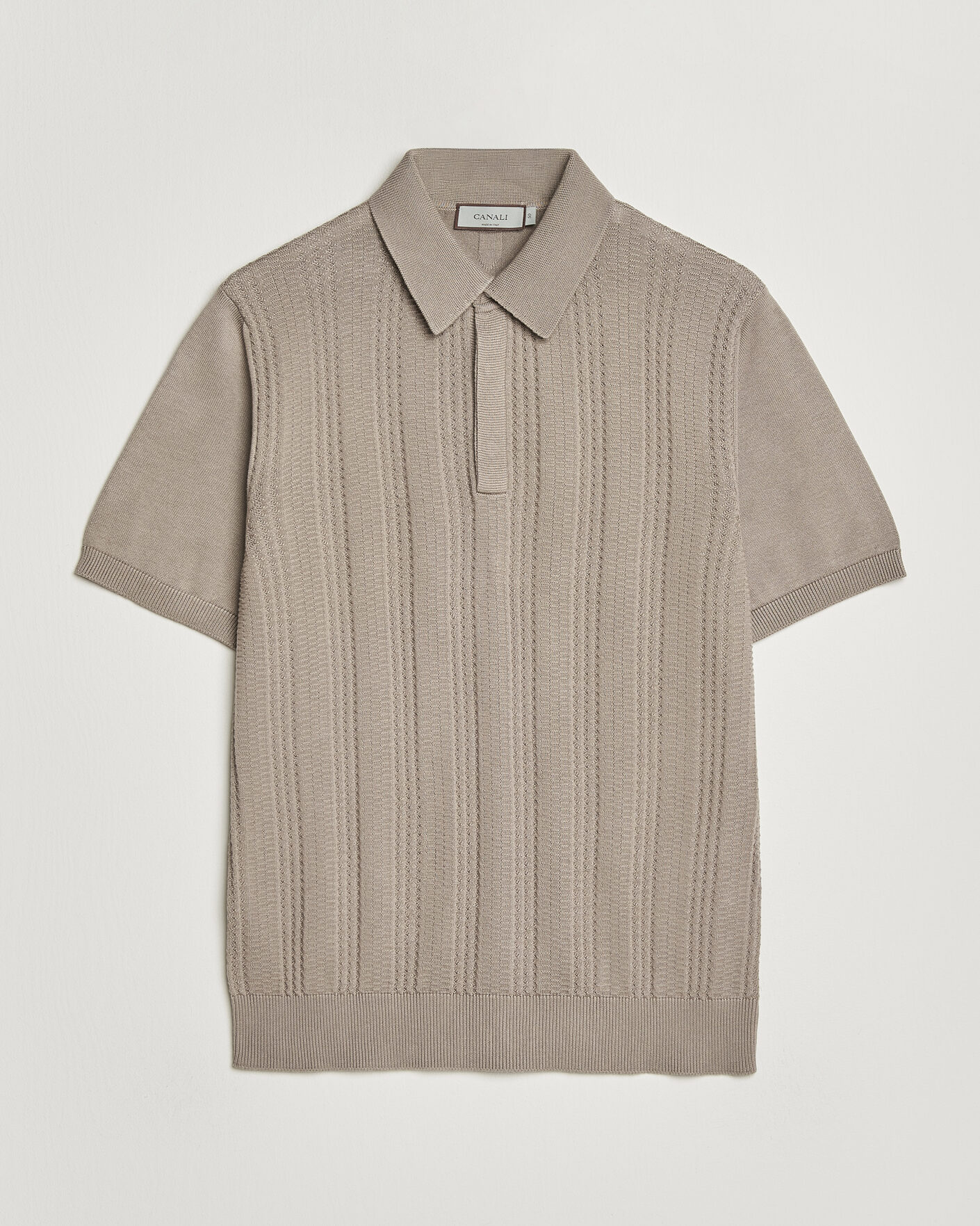 Herr | Pikéer | Canali | Jacquard Short Sleeve Polo Beige
