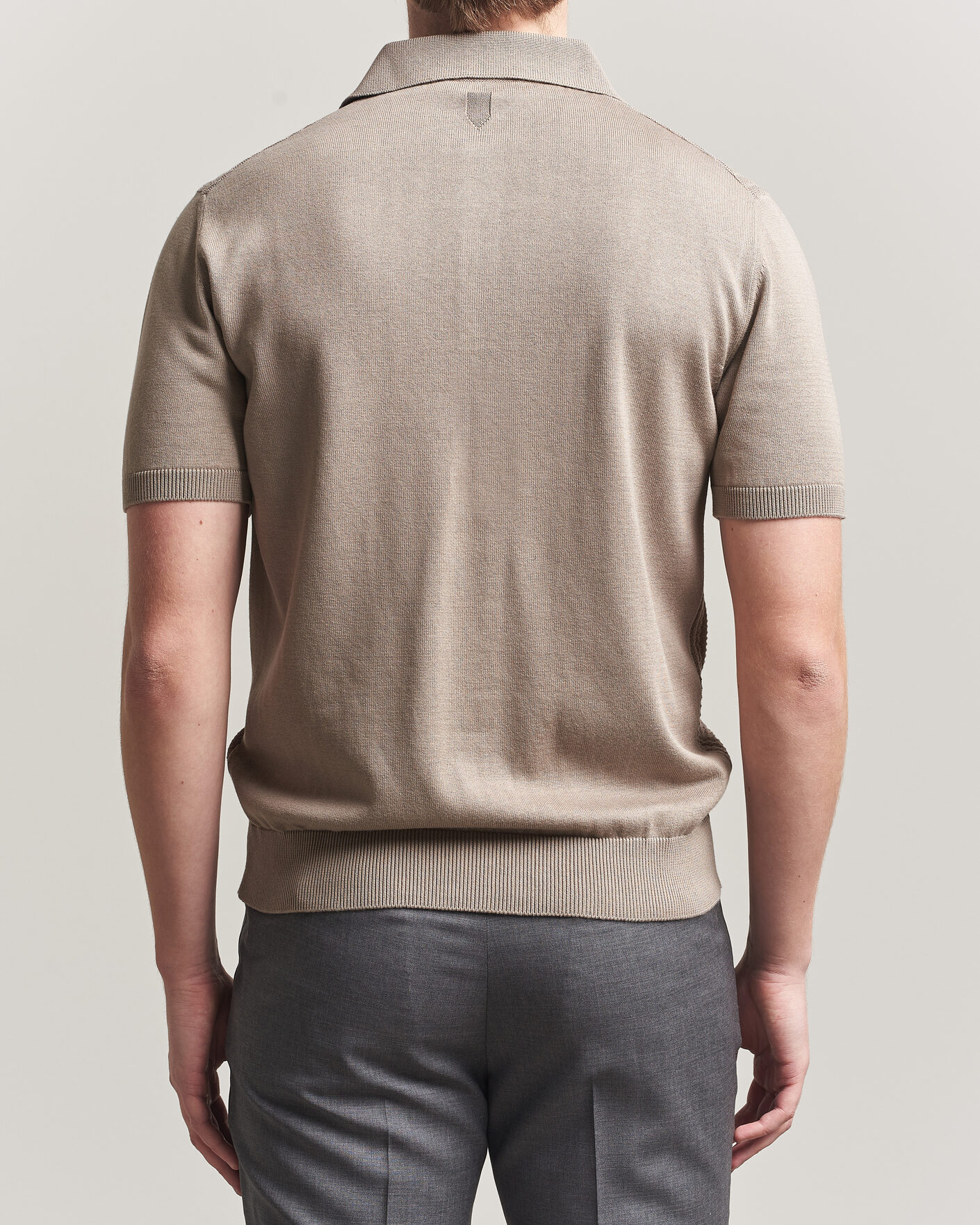 Herr | Pikéer | Canali | Jacquard Short Sleeve Polo Beige