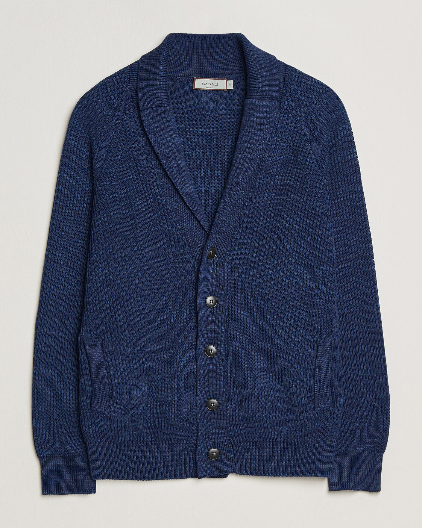 Herr | Tröjor | Canali | Rib Knit Shawl Cardigan Navy