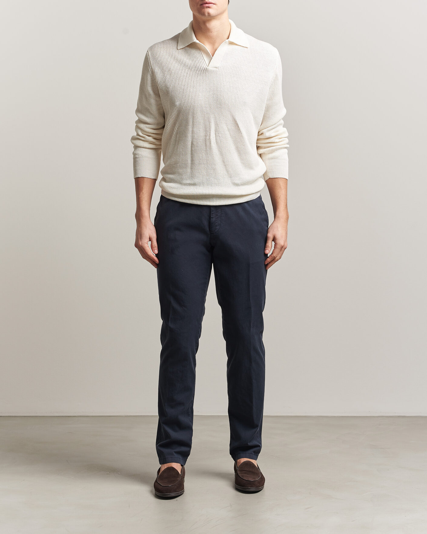 Herr | Byxor | Canali | Regular Fit Cotton/Stretch Chinos Navy