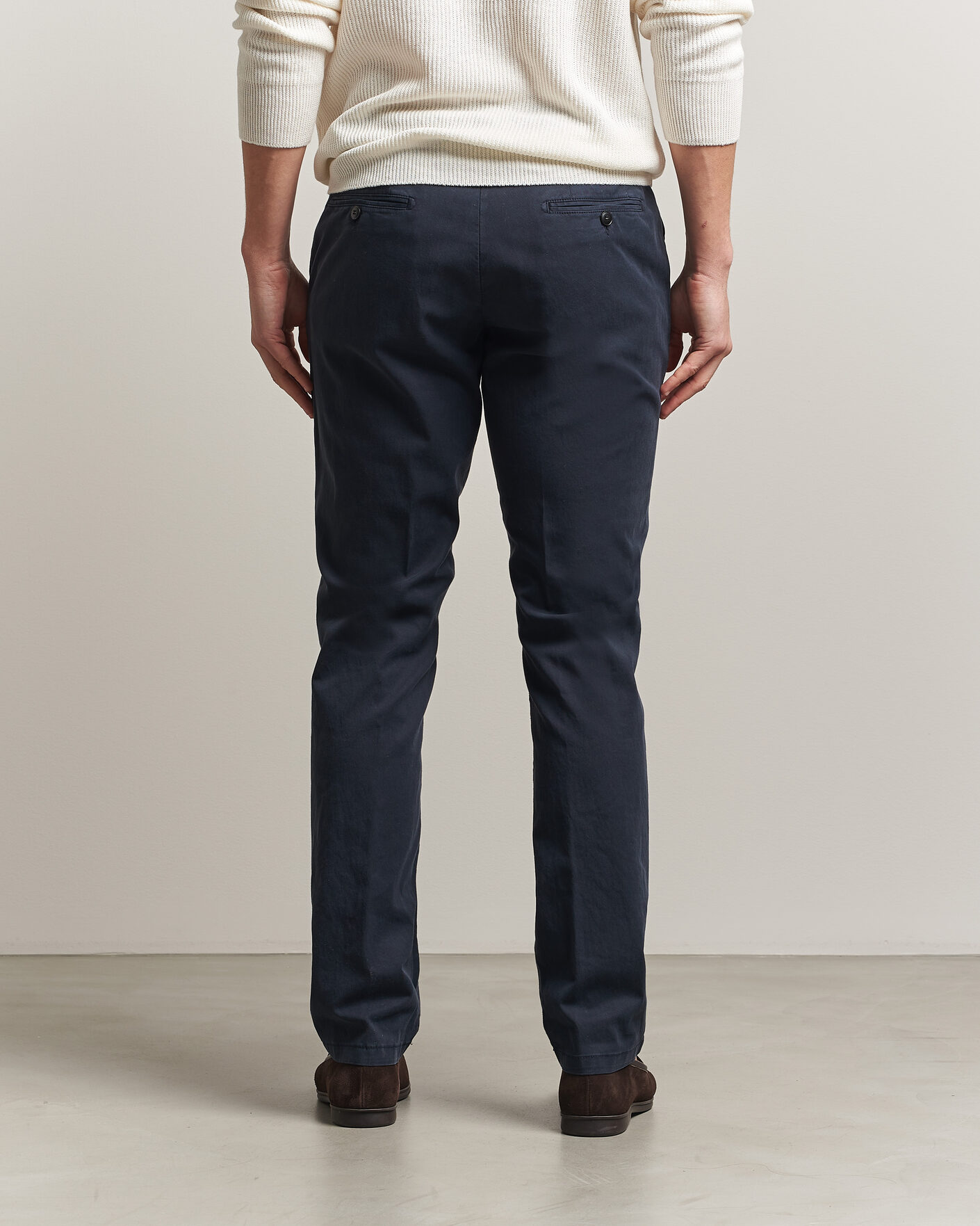 Herr | Byxor | Canali | Regular Fit Cotton/Stretch Chinos Navy