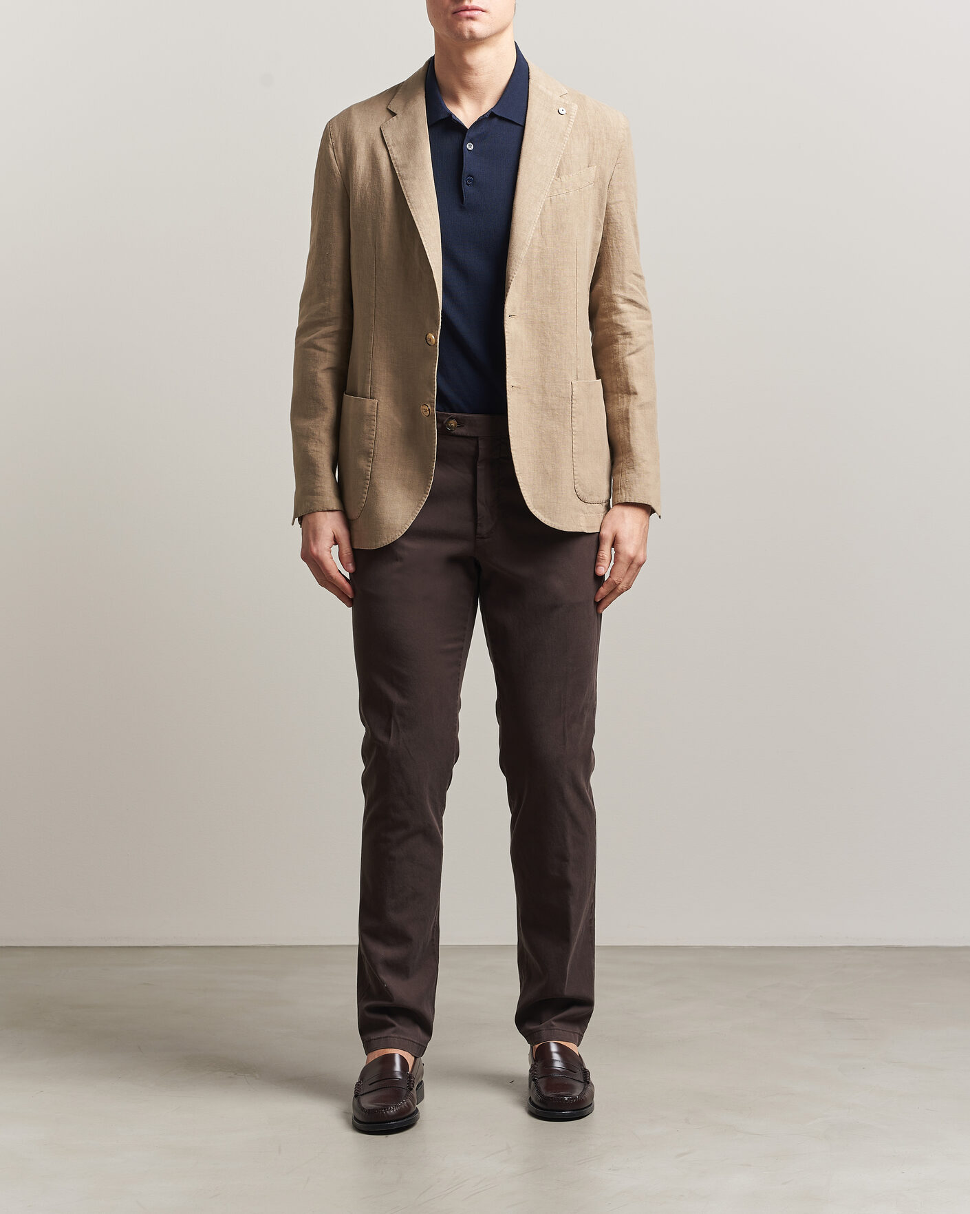 Herr | Byxor | Canali | Regular Fit Cotton/Stretch Chinos Dark Brown