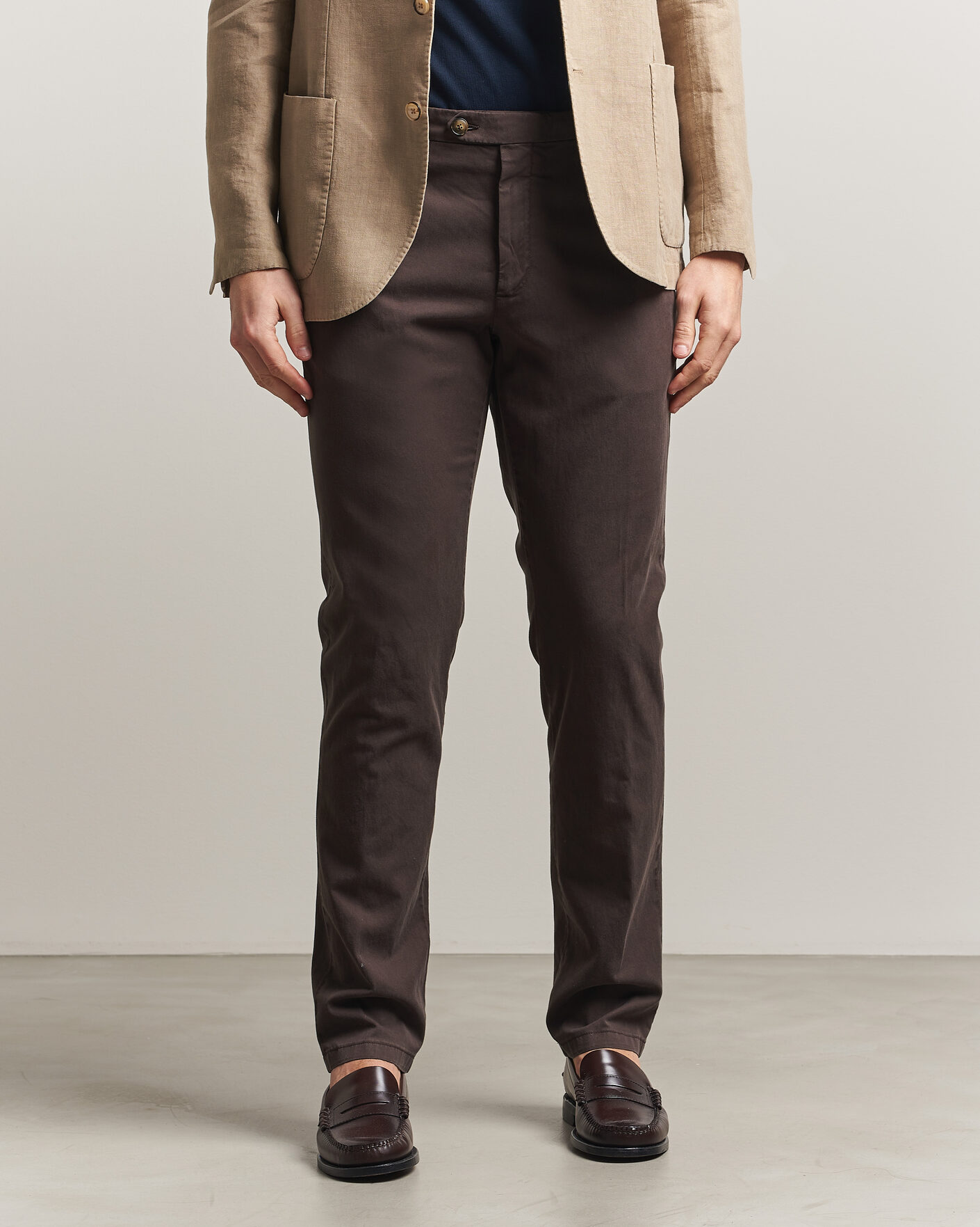 Herr | Byxor | Canali | Regular Fit Cotton/Stretch Chinos Dark Brown