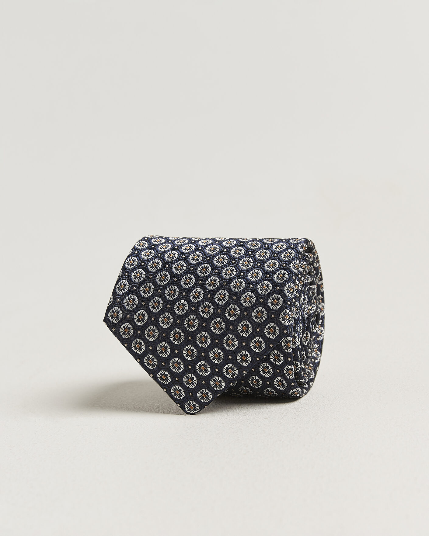 Herr | Slipsar | Canali | Jacquard Flower Silk Tie Navy