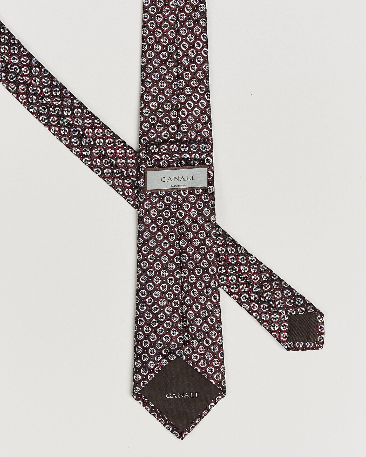 Herr | Slipsar | Canali | Jacquard Flower Silk Tie Burgundy