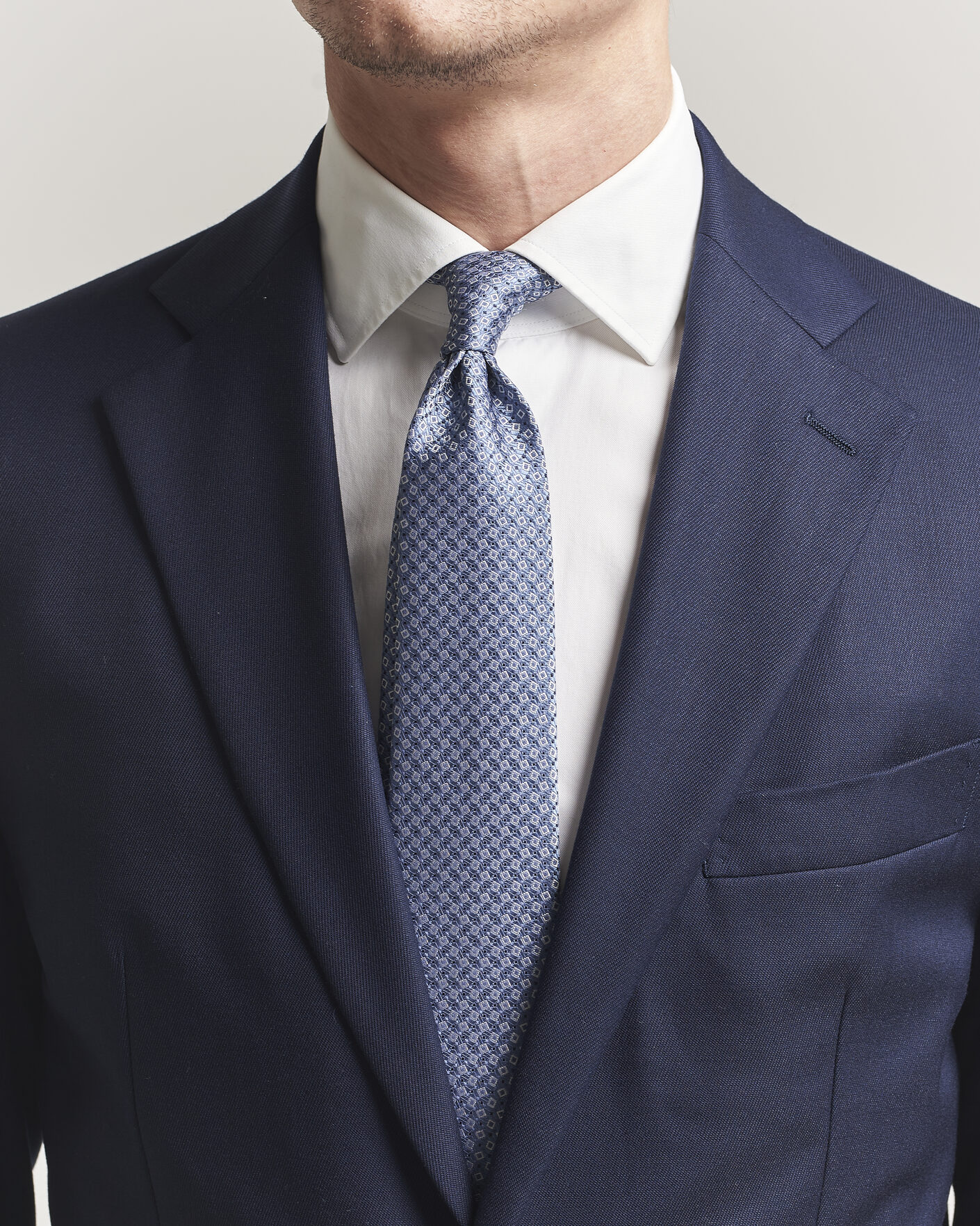 Herr | Slipsar | Canali | Micro Structure Silk Tie Light Blue