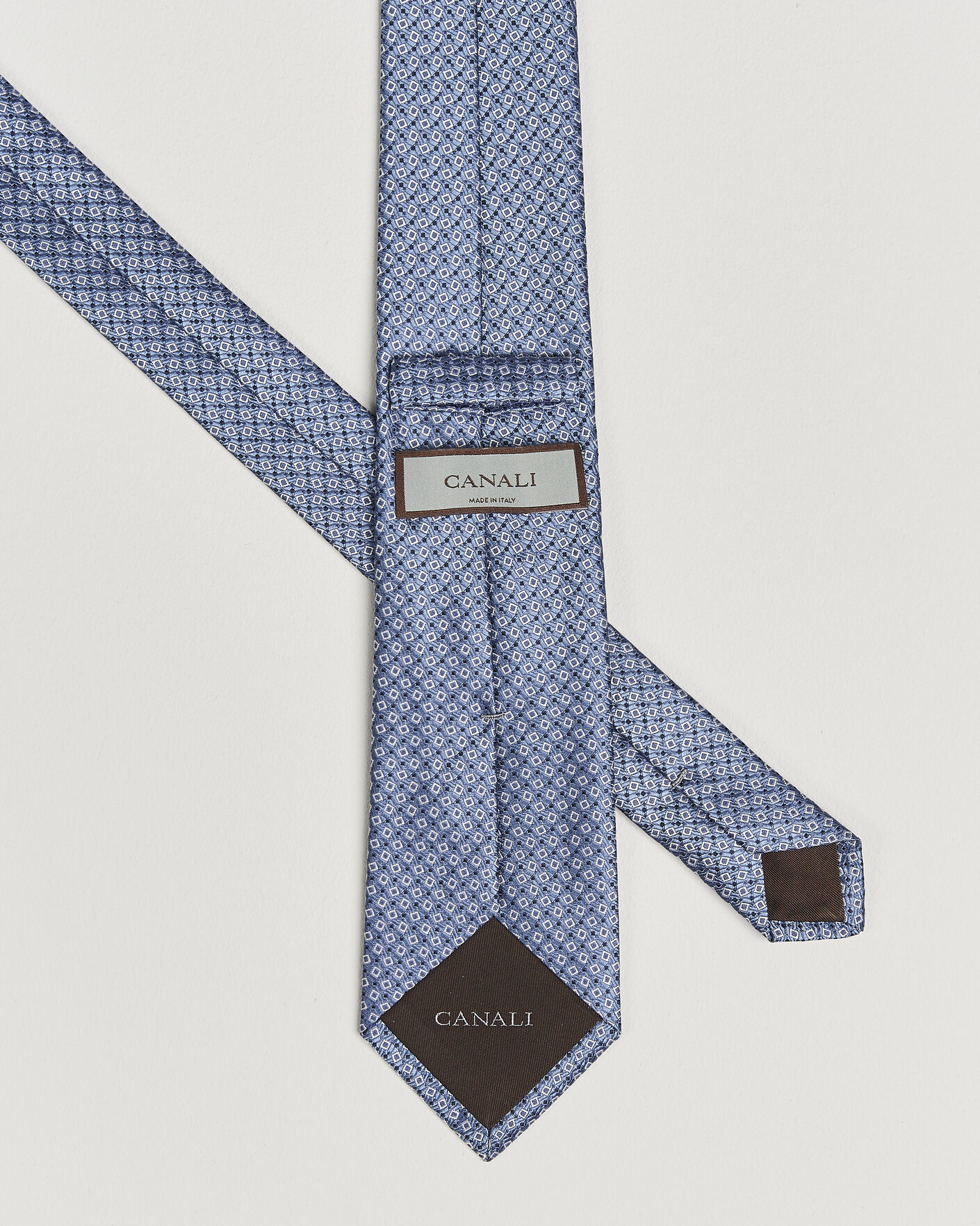 Herr | Slipsar | Canali | Micro Structure Silk Tie Light Blue