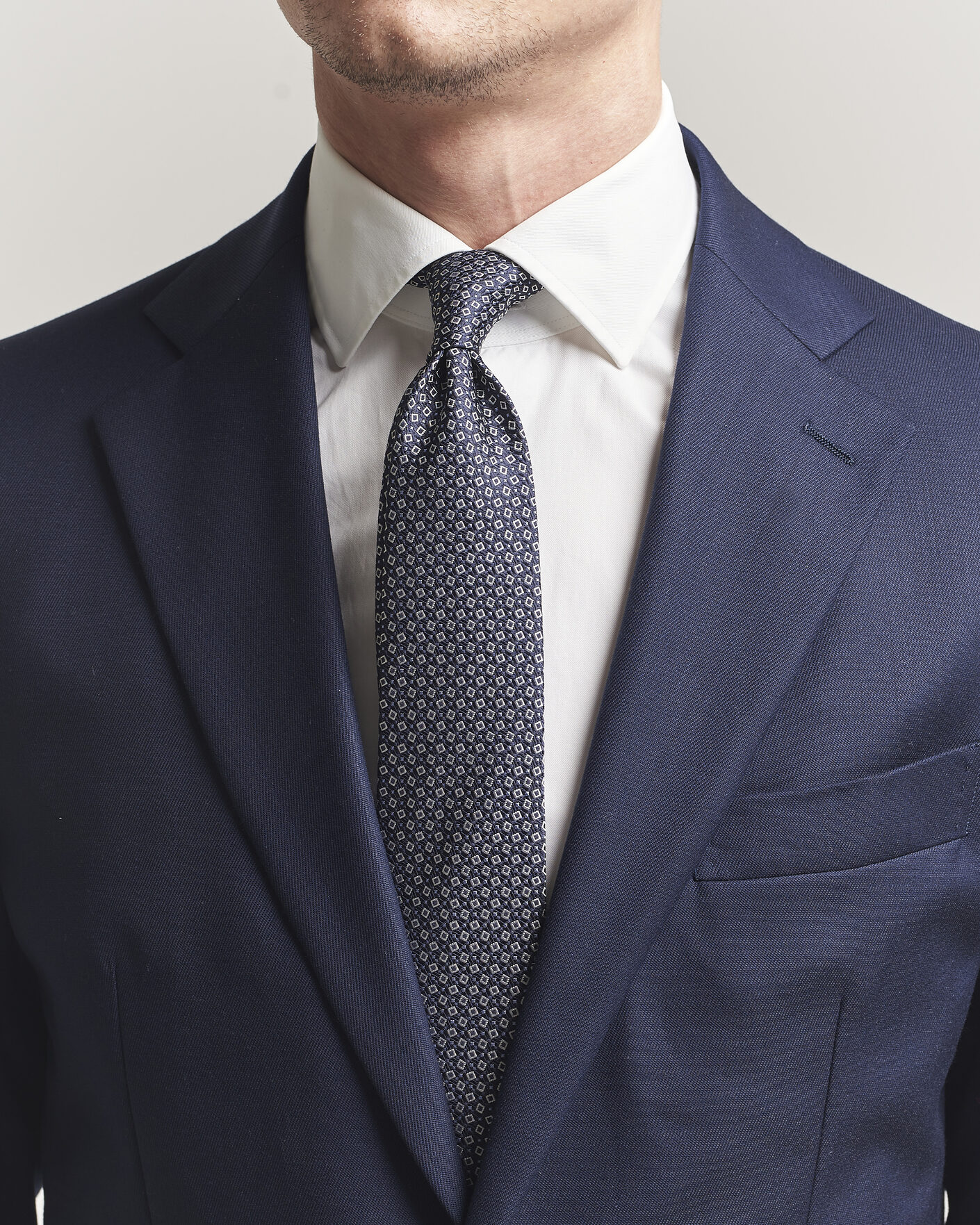 Herr | Slipsar | Canali | Micro Structure Silk Tie Navy