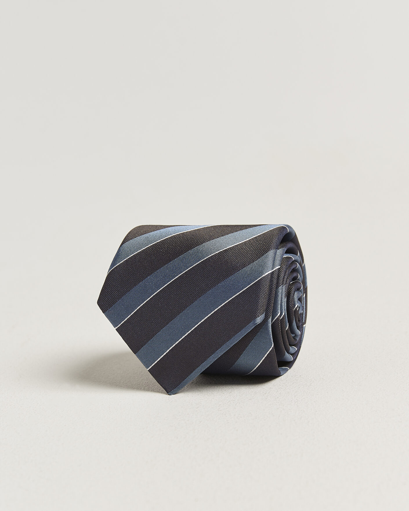 Herr | Slipsar | Canali | Regimental Stripe Silk Tie Brown/Blue