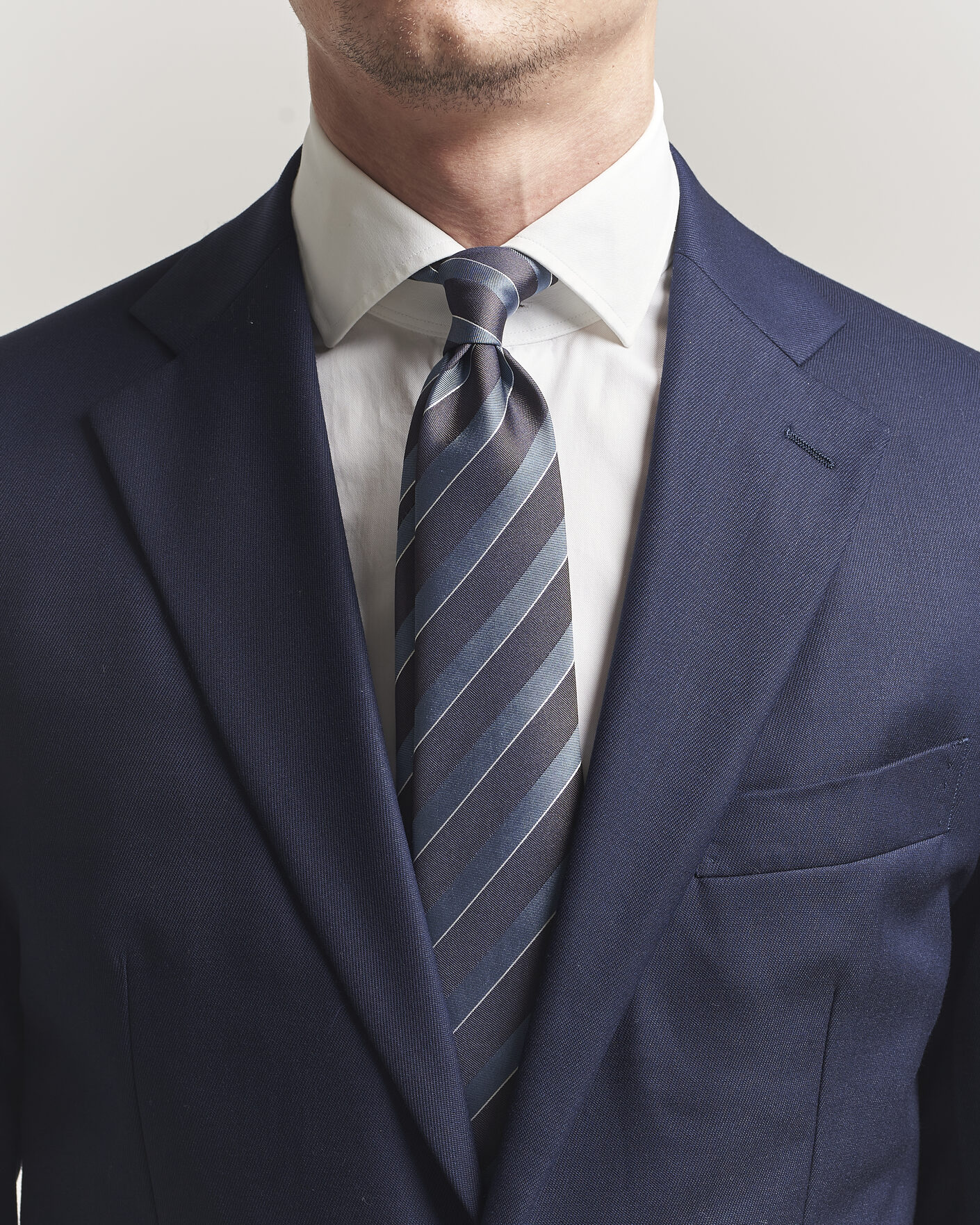 Herr | Slipsar | Canali | Regimental Stripe Silk Tie Brown/Blue