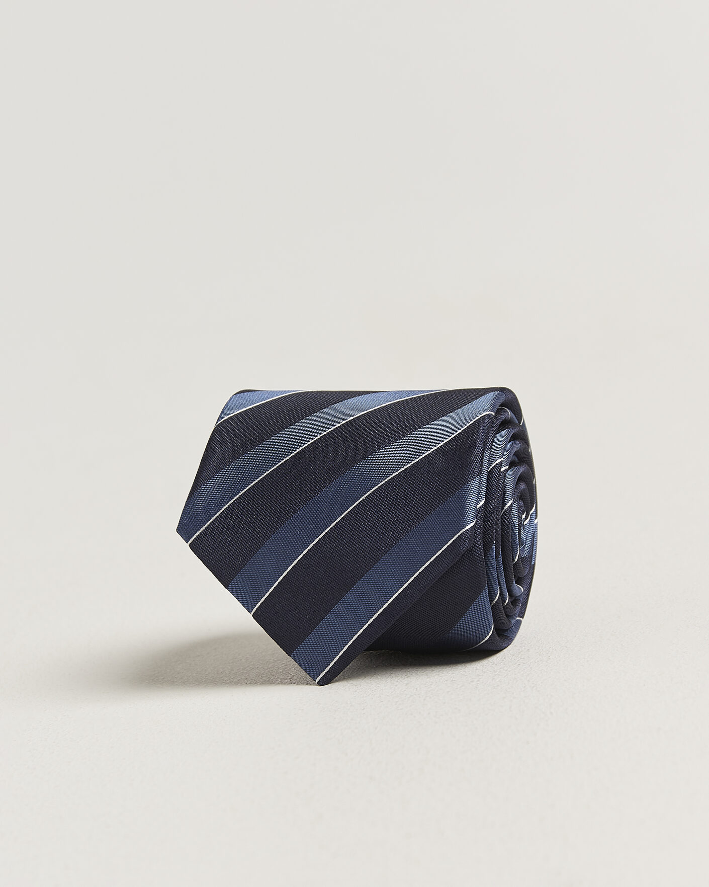 Herr | Slipsar | Canali | Regimental Stripe Silk Tie Navy/Blue