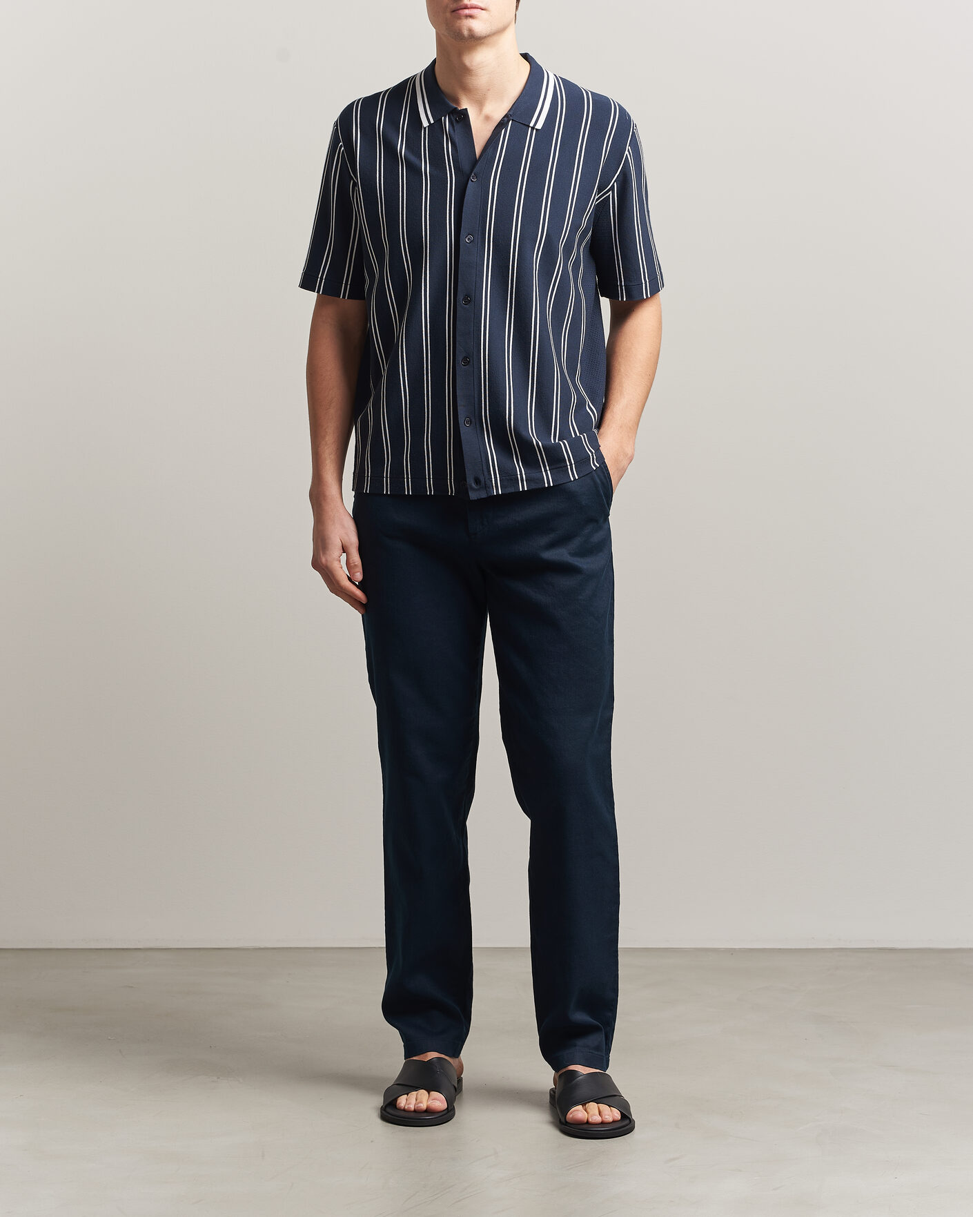 Herr | Byxor | J.Lindeberg | Logan Stretch Linen Pants JL Navy
