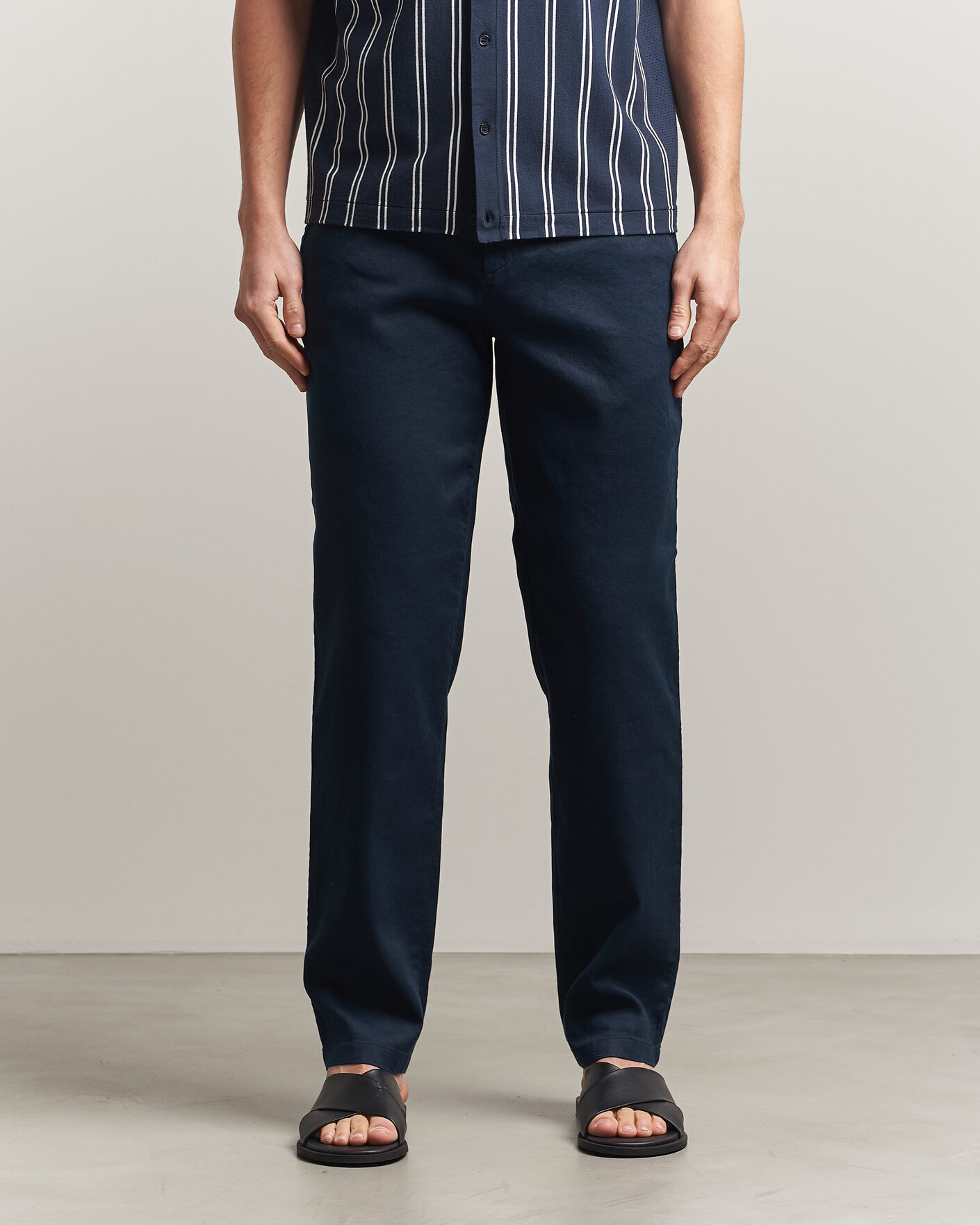 Herr | Byxor | J.Lindeberg | Logan Stretch Linen Pants JL Navy