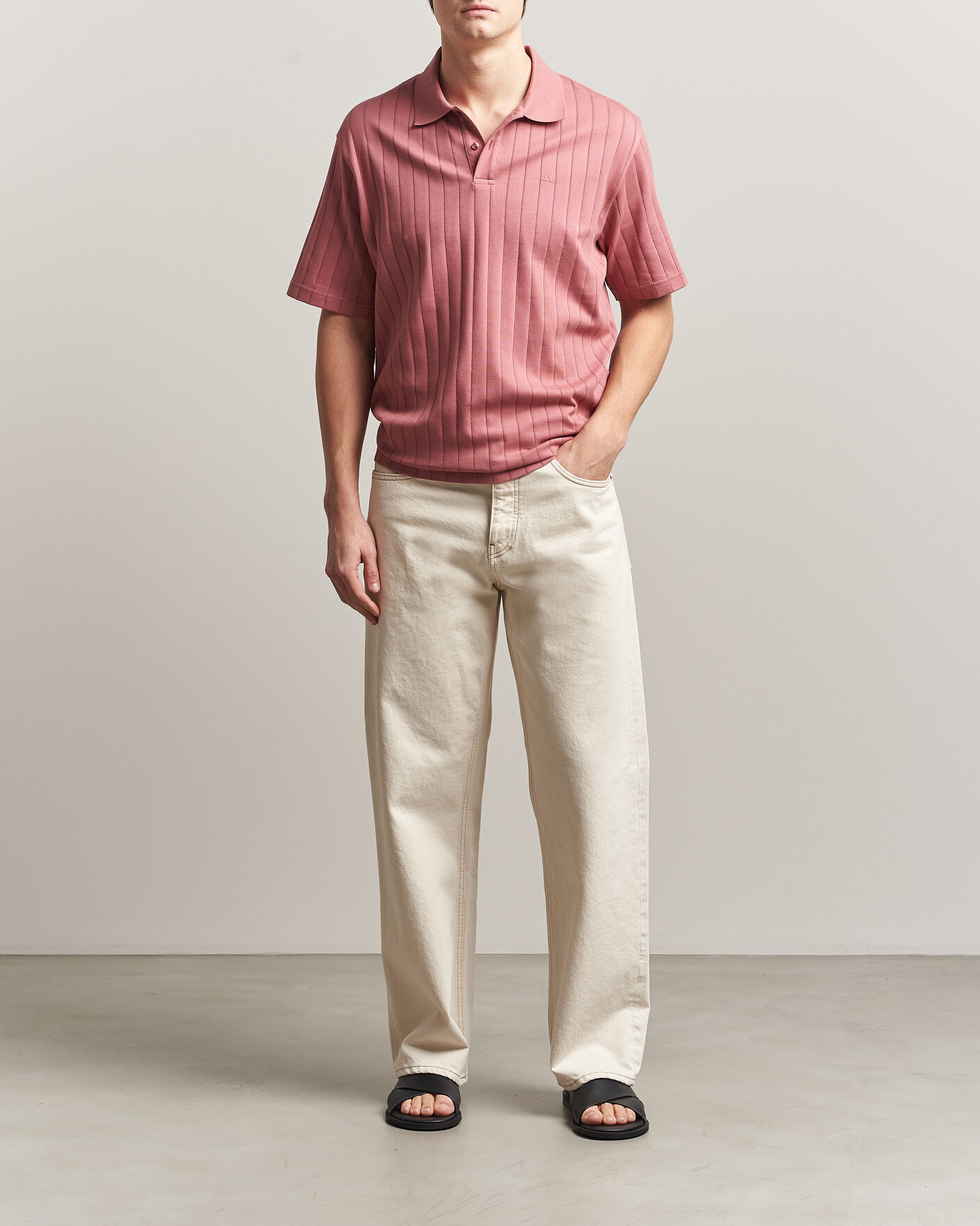 Herr | Pikéer | J.Lindeberg | Simon Striped Polo Withered Rose