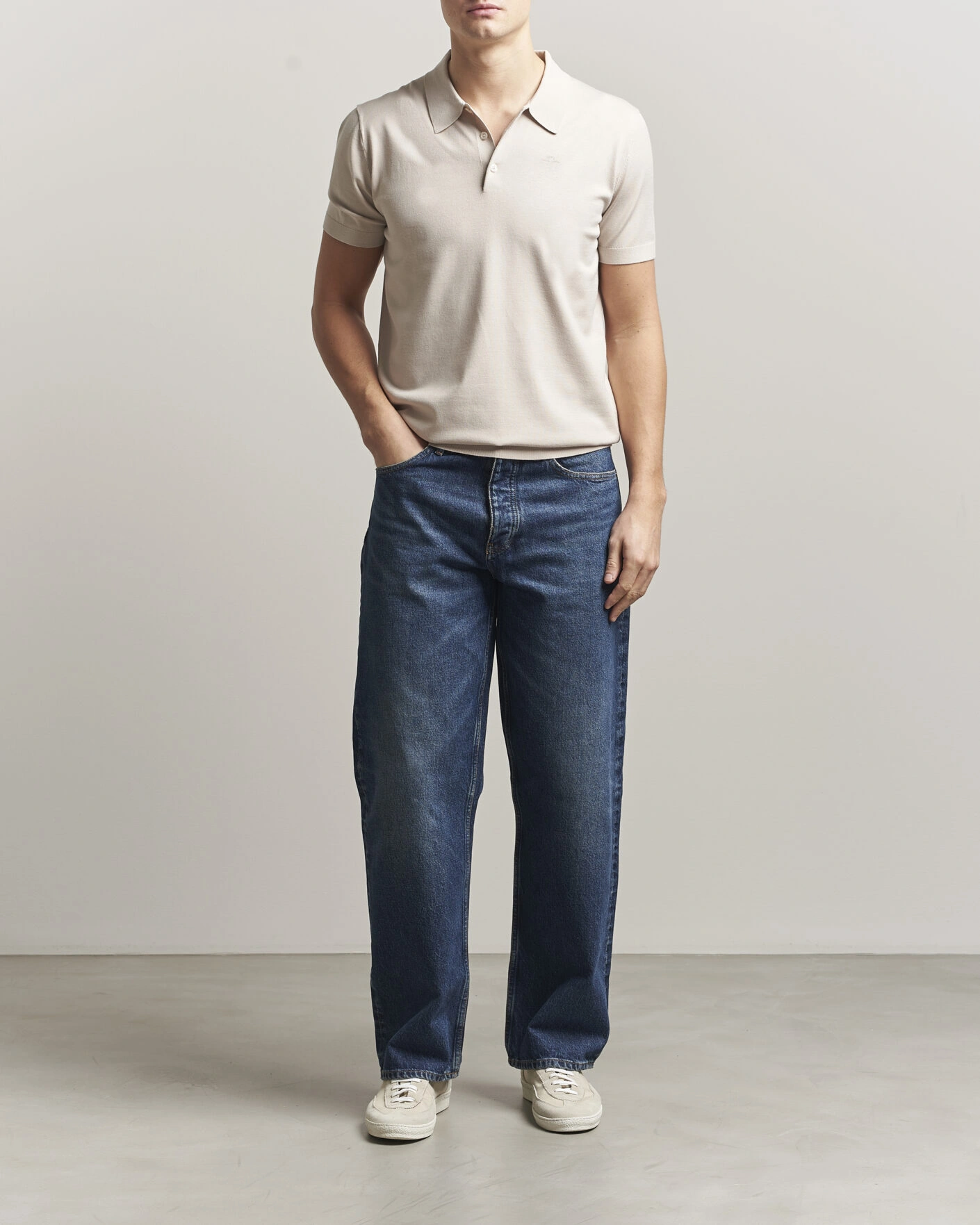 Herr | Pikéer | J.Lindeberg | Ridge Knitted Polo Moonbeam