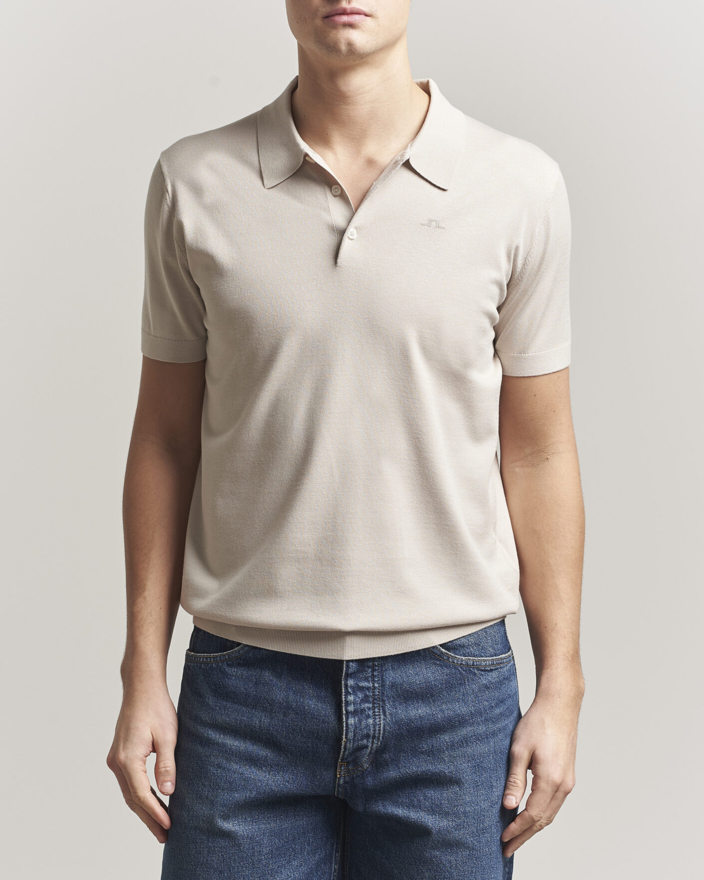 Herr | Pikéer | J.Lindeberg | Ridge Knitted Polo Moonbeam