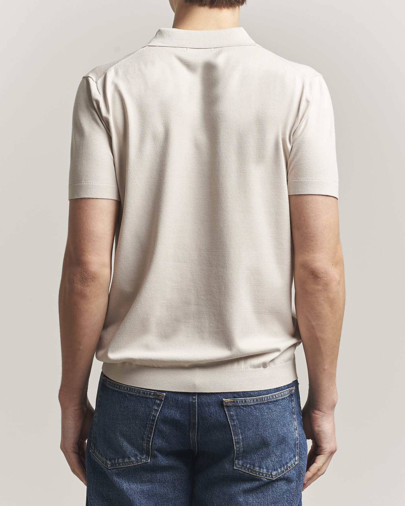 Herr | Pikéer | J.Lindeberg | Ridge Knitted Polo Moonbeam