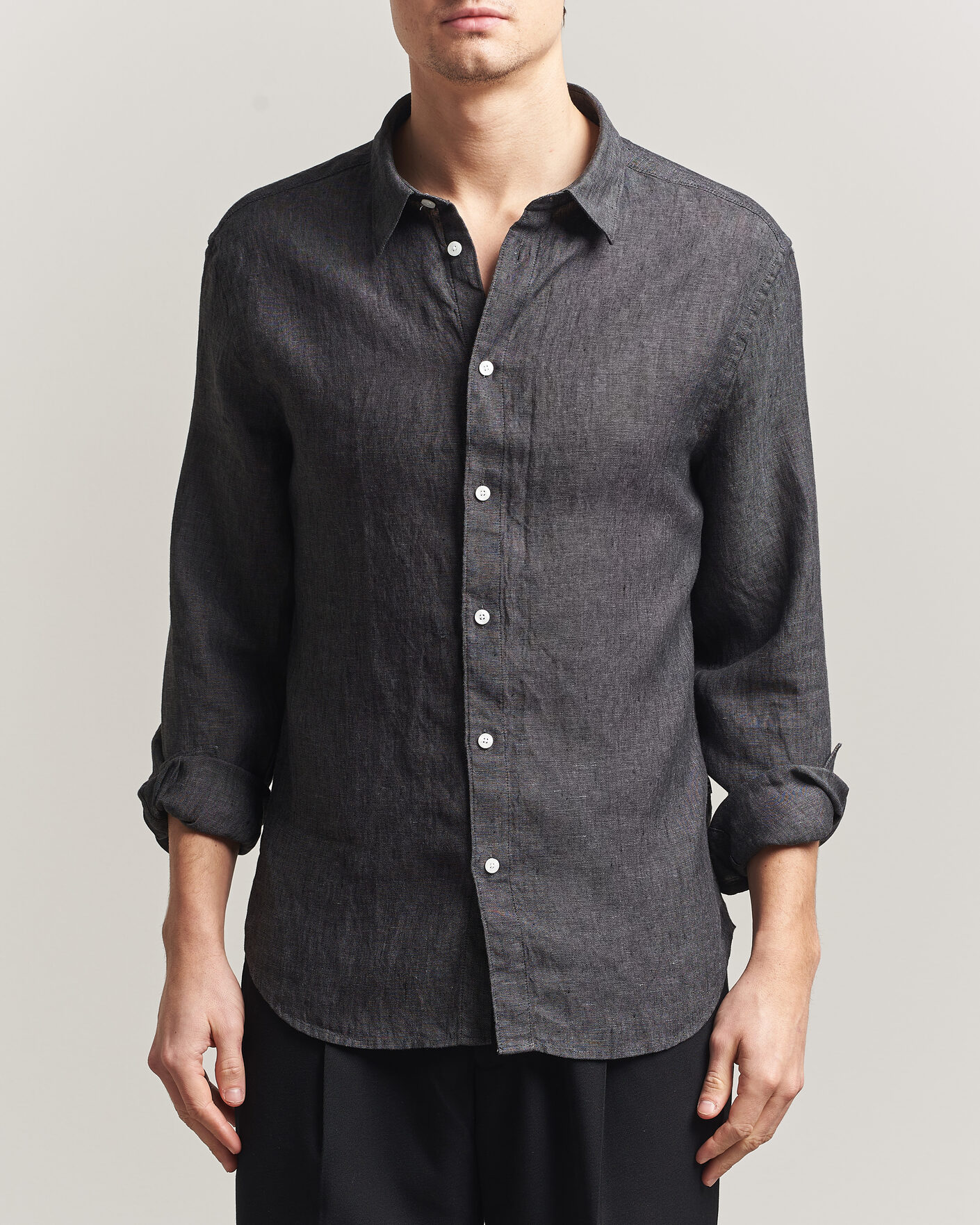 Herr | Skjortor | J.Lindeberg | Marlon Linen Melange Shirt Black