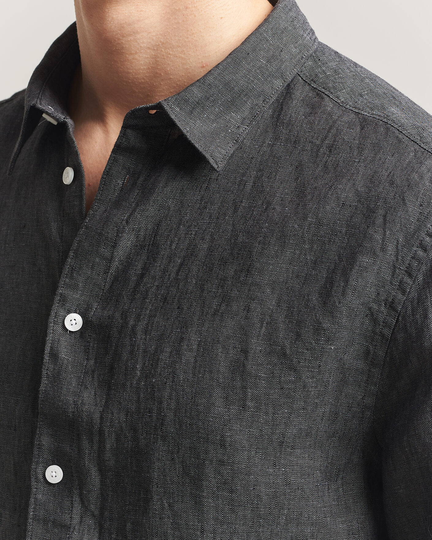 Herr | Skjortor | J.Lindeberg | Marlon Linen Melange Shirt Black