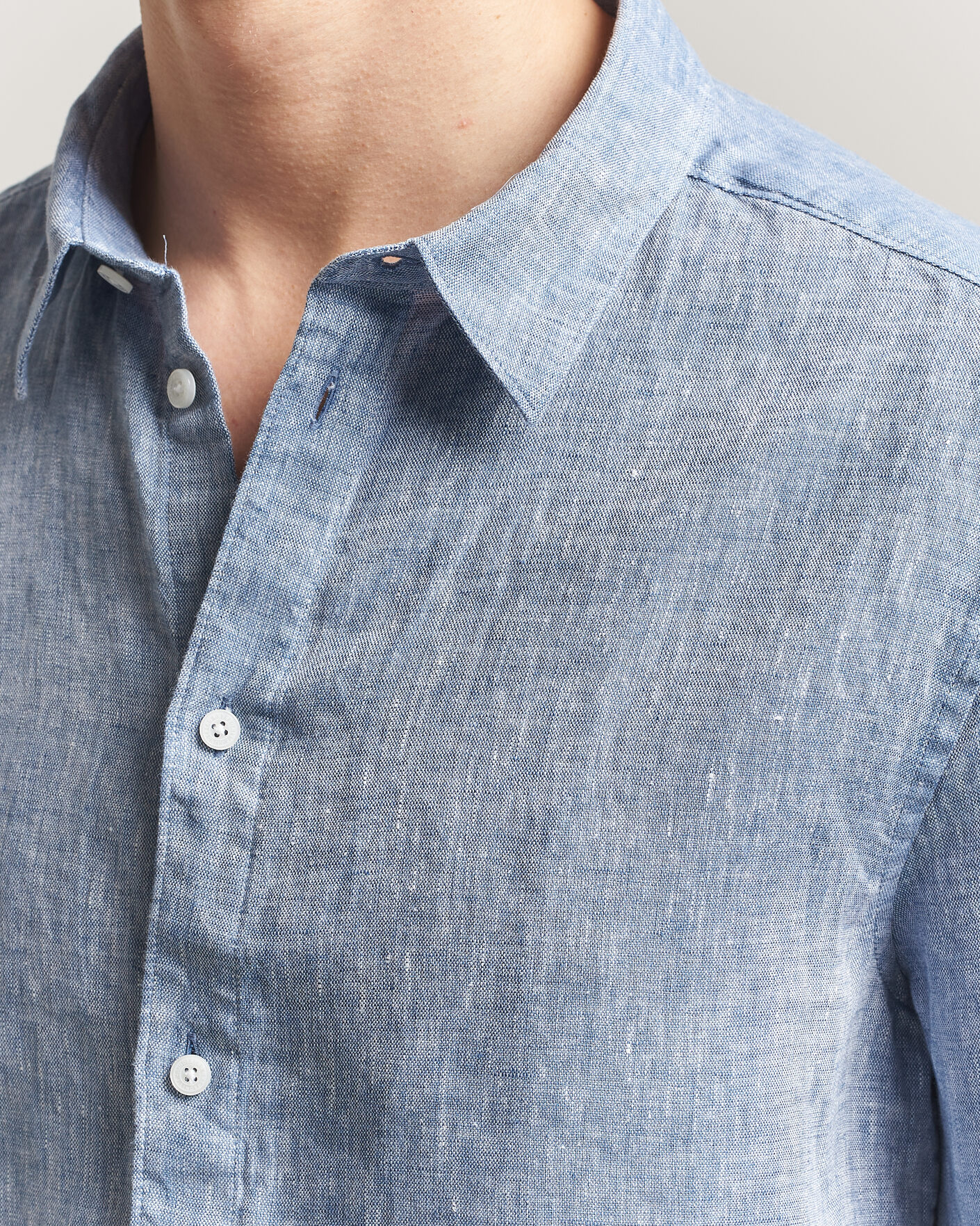 Herr | Skjortor | J.Lindeberg | Marlon Linen Melange Shirt Federal Blue