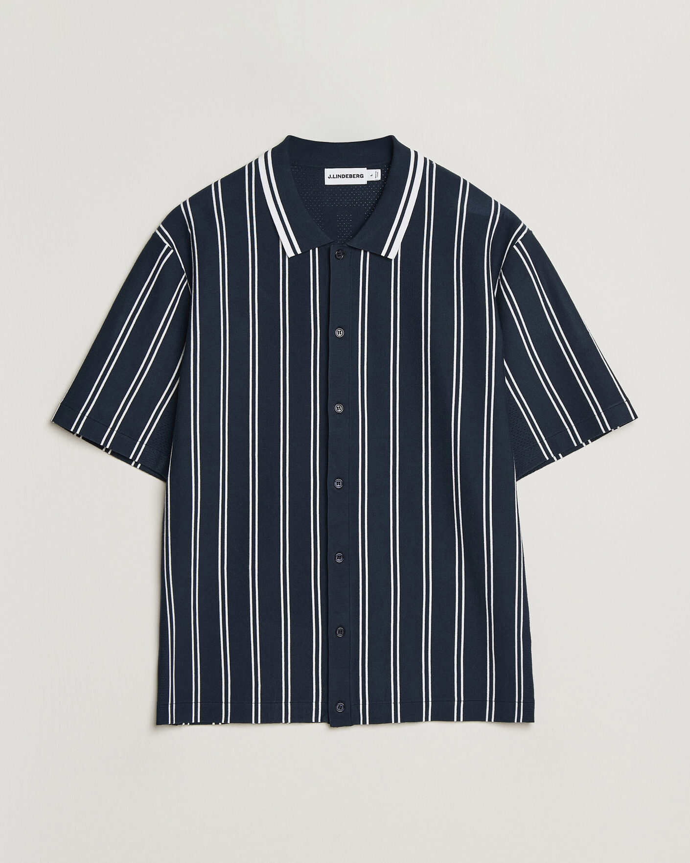 Herr | Skjortor | J.Lindeberg | Rue Knit Short Sleeve Shirt JL Navy